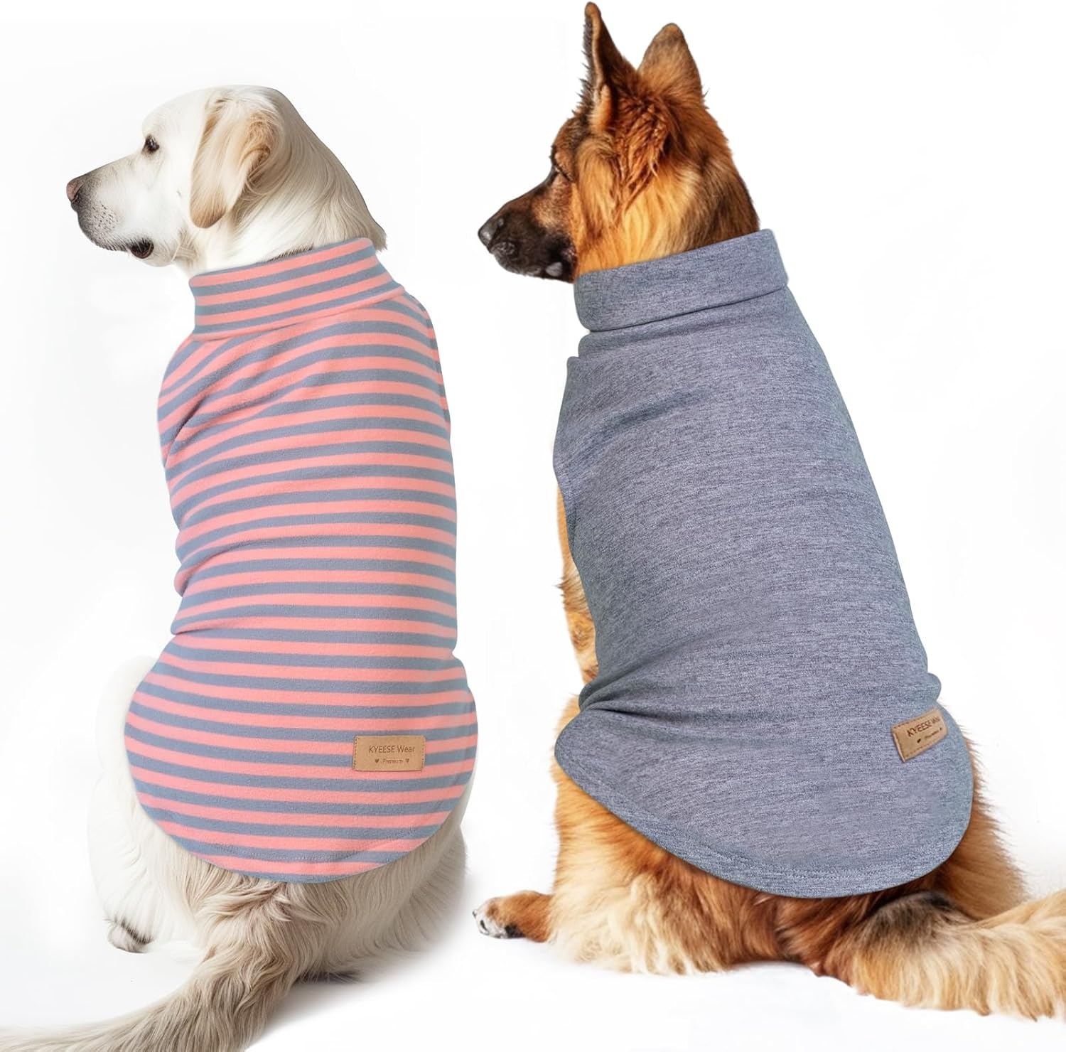image:imageKYEESE 2Pack Dog Sweater Pullover Pet Sweatshirt Stretchy Dogs Clothes Soft Pets Clothes Warm Doggie Coats Turtleneck Small Pets Sweaters Dog Sweaters for Small Dogs Male3 StripeGrey