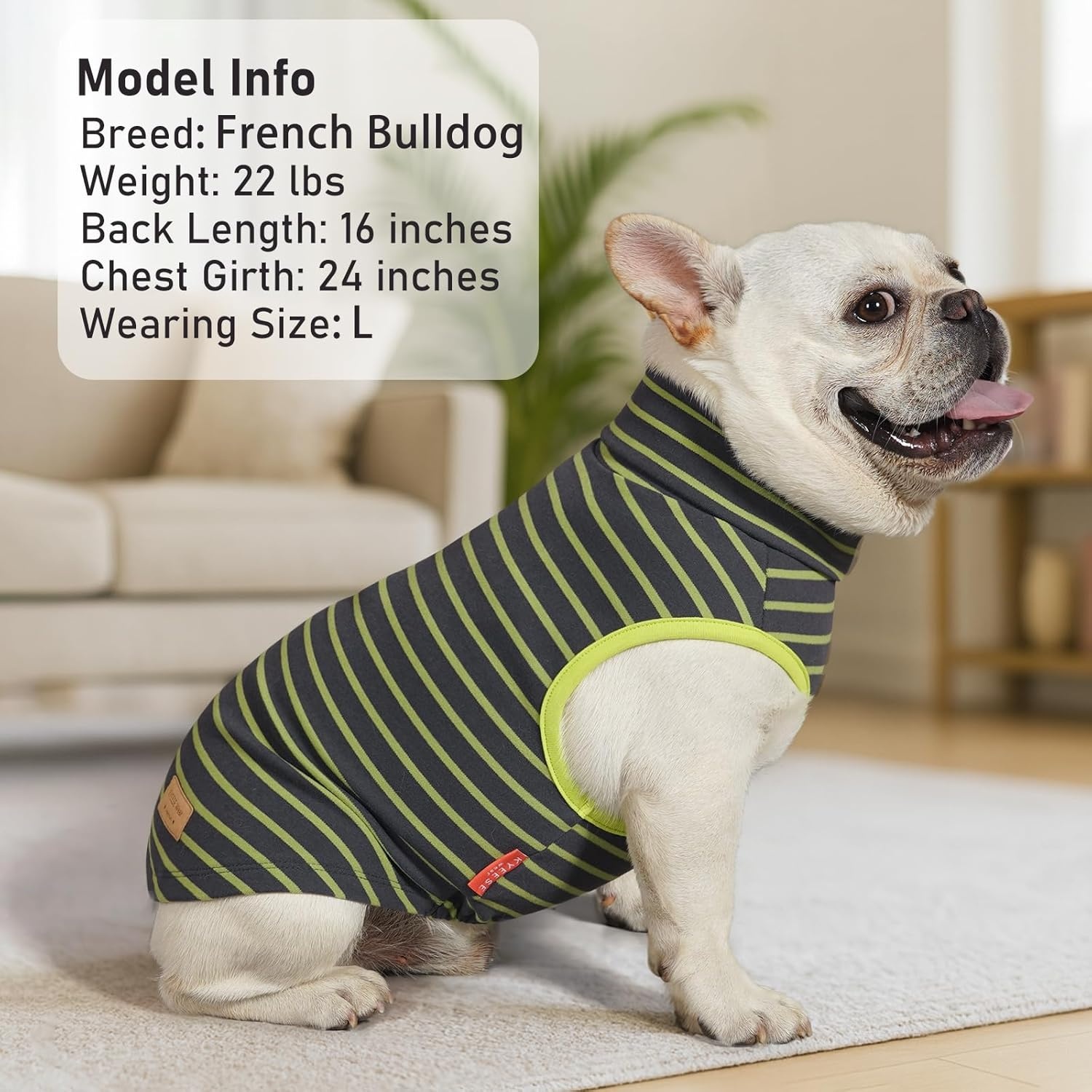 image:imageKYEESE 2Pack Dog Sweater Pullover Pet Sweatshirt Stretchy Dogs Clothes Soft Pets Clothes Warm Doggie Coats Turtleneck Small Pets Sweaters Dog Sweaters for Small Dogs Male4 StripeGreen