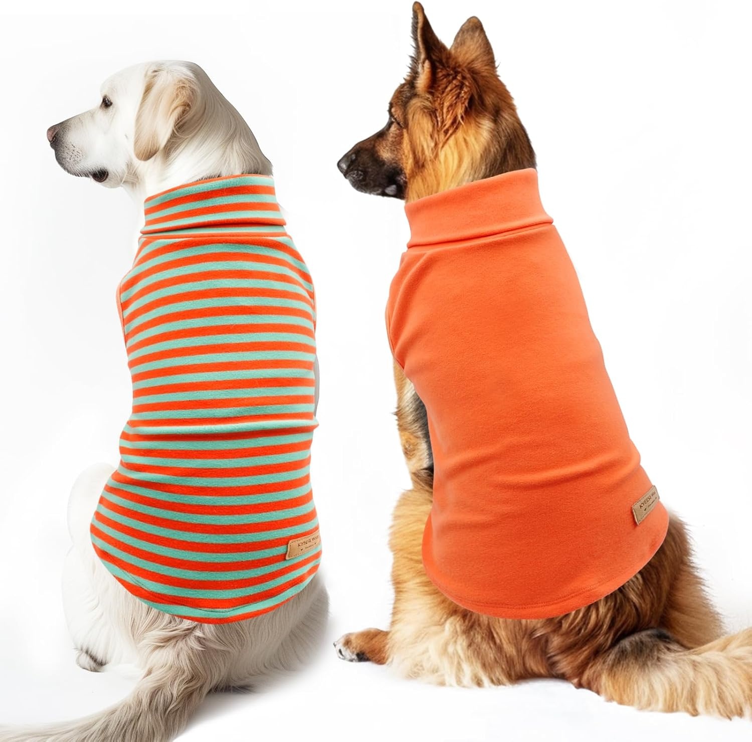 image:imageKYEESE 2Pack Dog Sweater Pullover Pet Sweatshirt Stretchy Dogs Clothes Soft Pets Clothes Warm Doggie Coats Turtleneck Small Pets Sweaters Dog Sweaters for Small Dogs Male5 StripeOrange