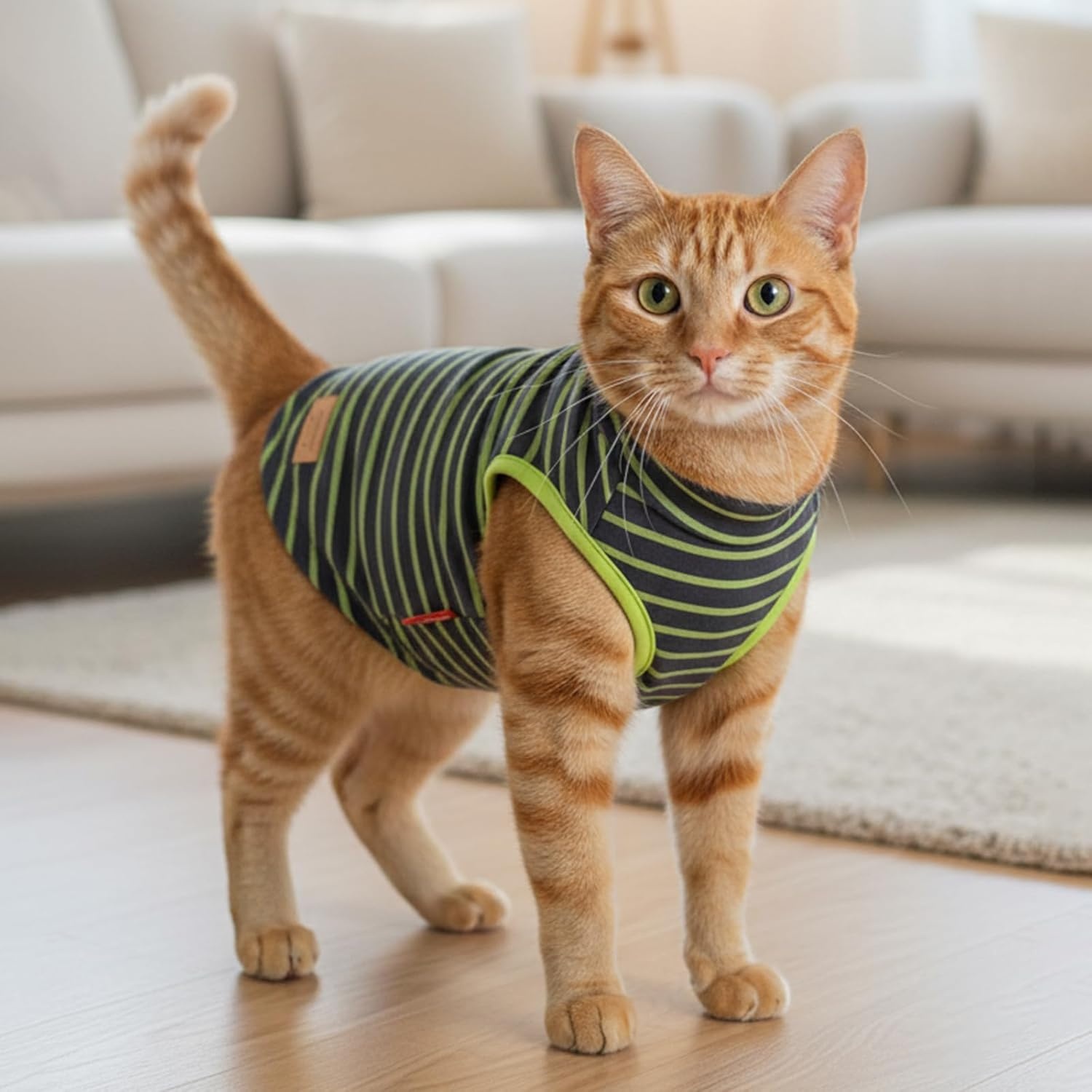 image:imageKYEESE 2Pack Dog Sweater Pullover Pet Sweatshirt Stretchy Dogs Clothes Soft Pets Clothes Warm Doggie Coats Turtleneck Small Pets Sweaters Dog Sweaters for Small Dogs Male4 StripeGreen