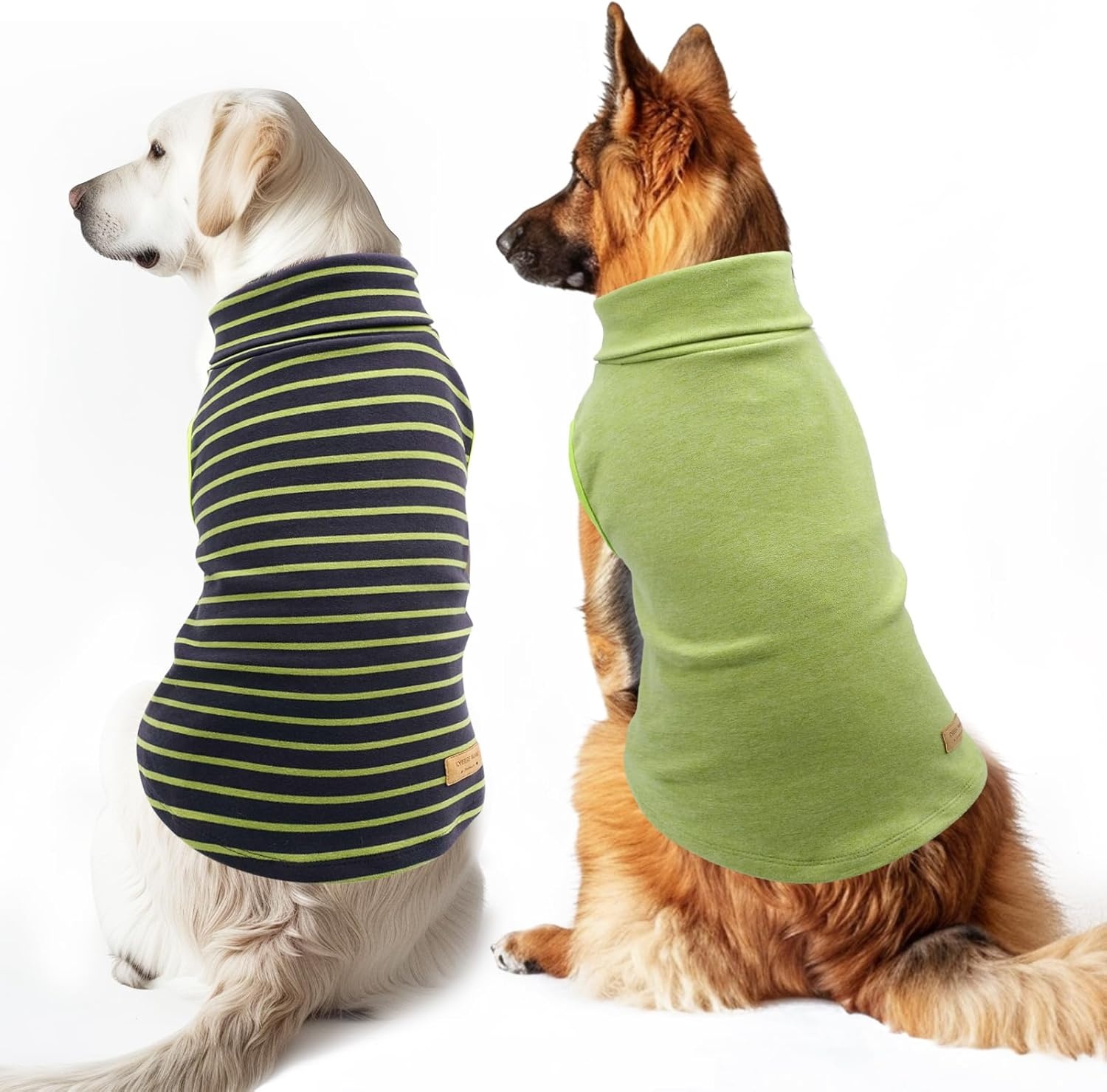 image:imageKYEESE 2Pack Dog Sweater Pullover Pet Sweatshirt Stretchy Dogs Clothes Soft Pets Clothes Warm Doggie Coats Turtleneck Small Pets Sweaters Dog Sweaters for Small Dogs Male4 StripeGreen