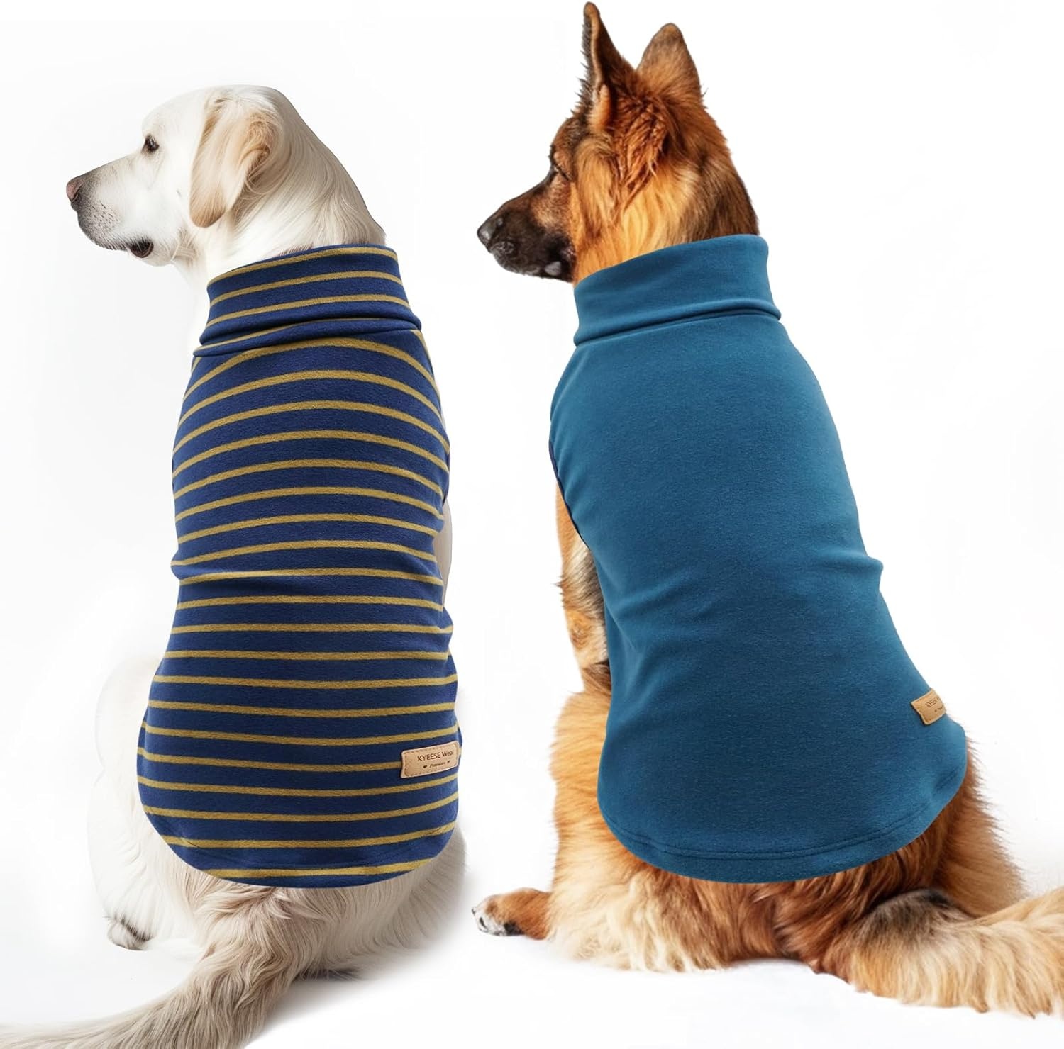image:imageKYEESE 2Pack Dog Sweater Pullover Pet Sweatshirt Stretchy Dogs Clothes Soft Pets Clothes Warm Doggie Coats Turtleneck Small Pets Sweaters Dog Sweaters for Small Dogs Male2 StripeNavyblue