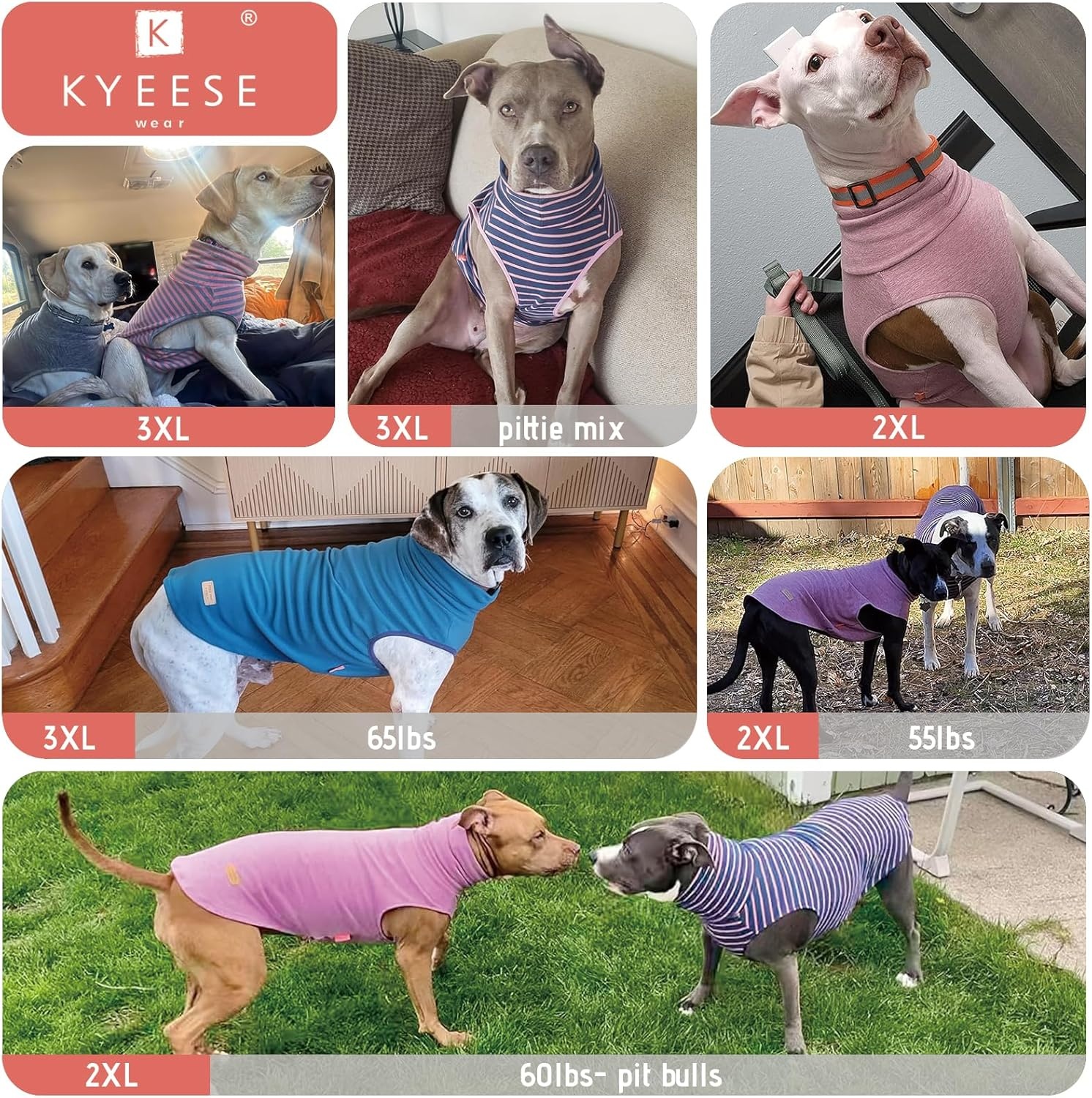 image:imageKYEESE 2Pack Dog Sweater Pullover Pet Sweatshirt Stretchy Dogs Clothes Soft Pets Clothes Warm Doggie Coats Turtleneck Small Pets Sweaters Dog Sweaters for Small Dogs Male8 PinkPink Stripe