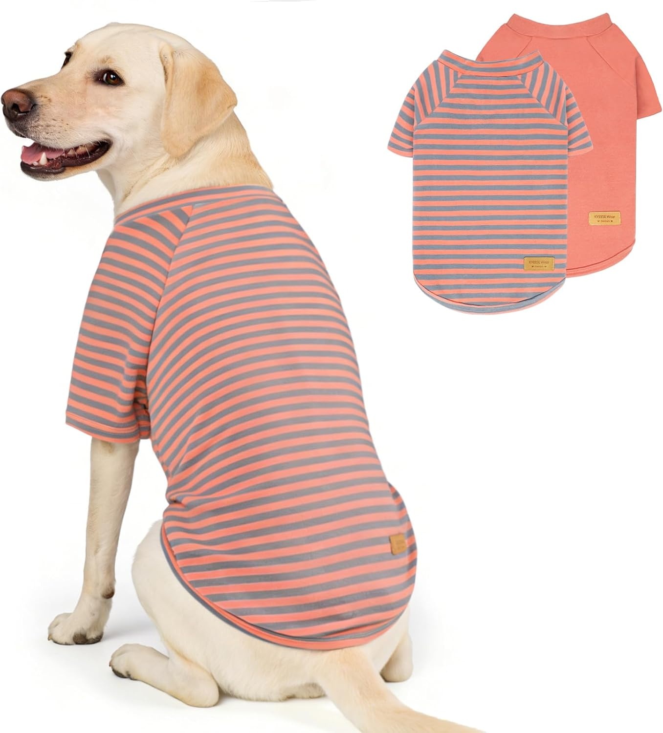 image:imageKYEESE 2Pack Dog Sweater Soft Puppy Sweatshirt Stretchy Pullover Dog Sweater for Small Dogs Girl Boy Lightweight Fleece Cat Shirt Pet Clothes with Sleeves M03 2PackOrangeStripe
