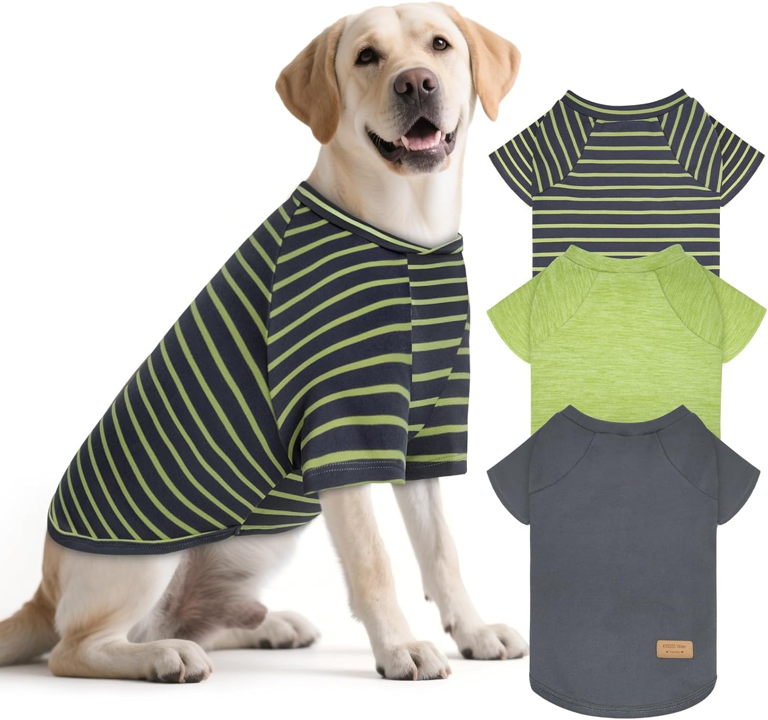image:imageKYEESE 2Pack Dog Sweater Soft Puppy Sweatshirt Stretchy Pullover Dog Sweater for Small Dogs Girl Boy Lightweight Fleece Cat Shirt Pet Clothes with Sleeves M09 Green
