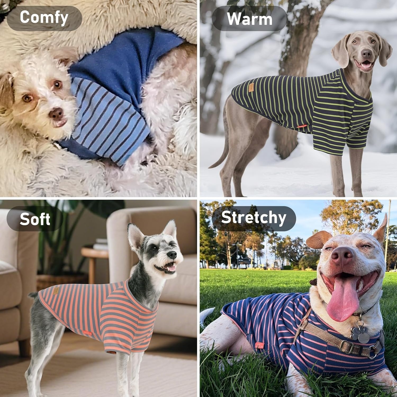 image:imageKYEESE 2Pack Dog Sweater Soft Puppy Sweatshirt Stretchy Pullover Dog Sweater for Small Dogs Girl Boy Lightweight Fleece Cat Shirt Pet Clothes with Sleeves M09 Green