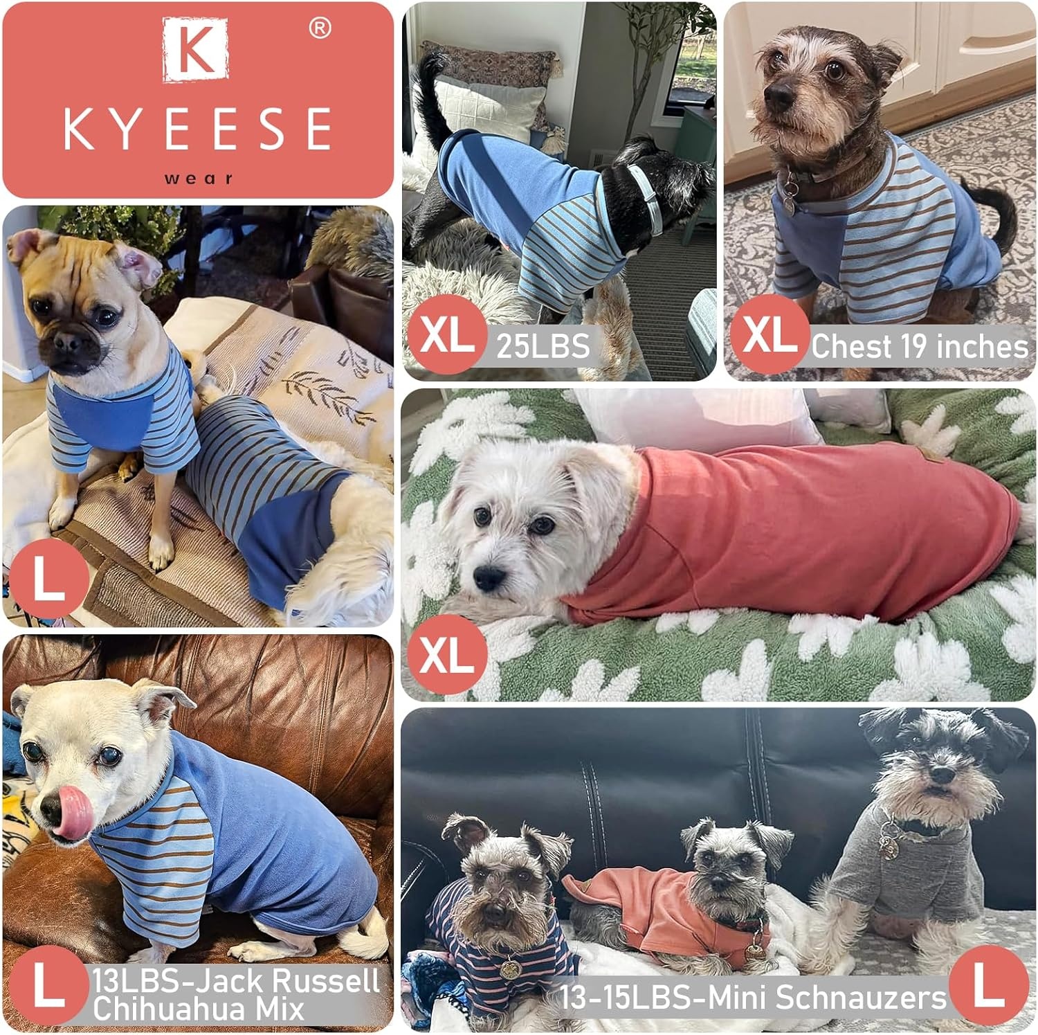 image:imageKYEESE 2Pack Dog Sweater Soft Puppy Sweatshirt Stretchy Pullover Dog Sweater for Small Dogs Girl Boy Lightweight Fleece Cat Shirt Pet Clothes with Sleeves M10 Pink