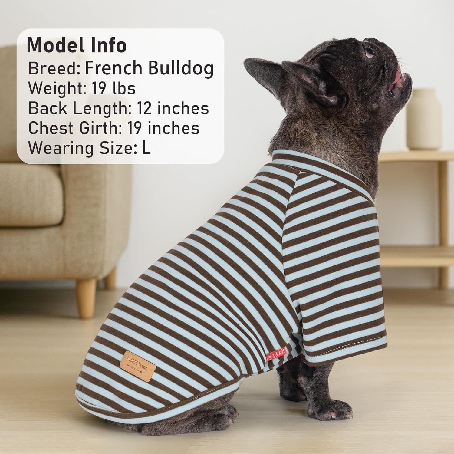 image:imageKYEESE 2Pack Dog Sweater Soft Puppy Sweatshirt Stretchy Pullover Dog Sweater for Small Dogs Girl Boy Lightweight Fleece Cat Shirt Pet Clothes with Sleeves M08 3PackBlueGreyBlue Stripe