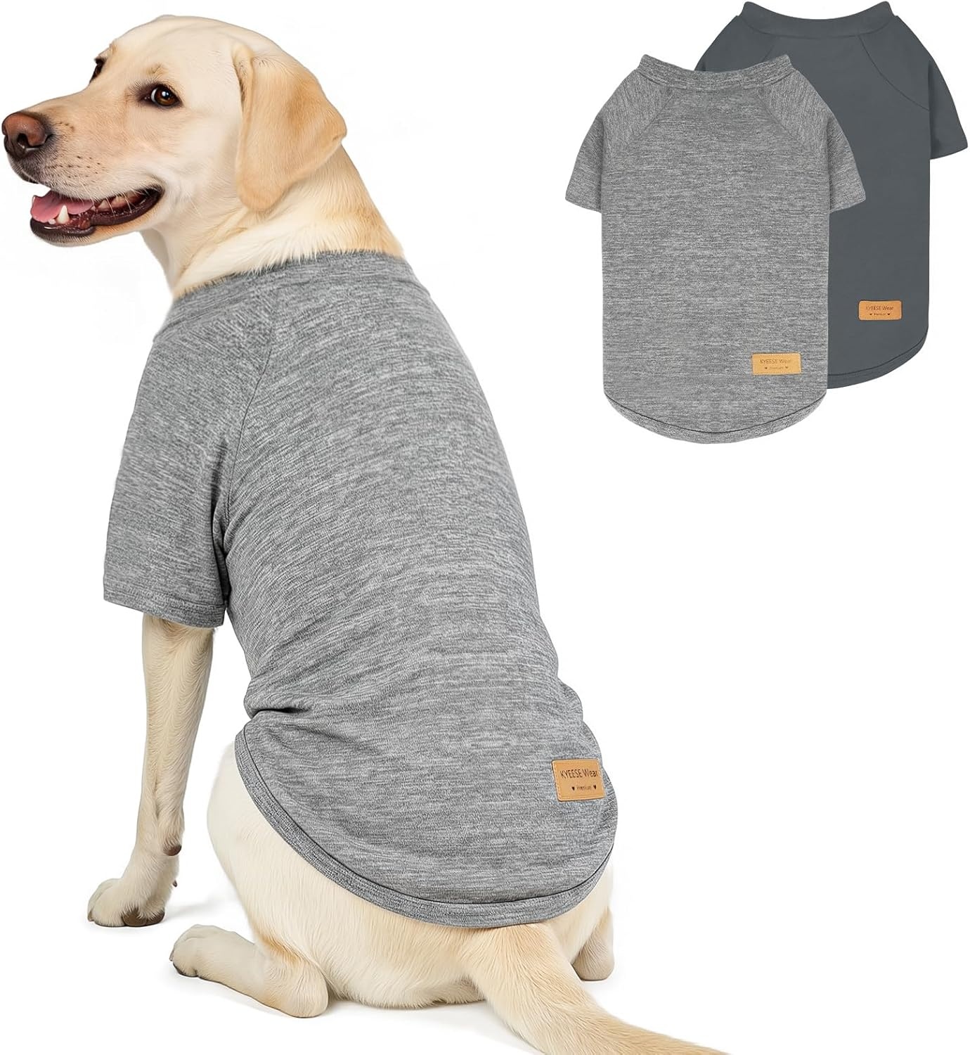 image:imageKYEESE 2Pack Dog Sweater Soft Puppy Sweatshirt Stretchy Pullover Dog Sweater for Small Dogs Girl Boy Lightweight Fleece Cat Shirt Pet Clothes with Sleeves M05 2Pack Grey