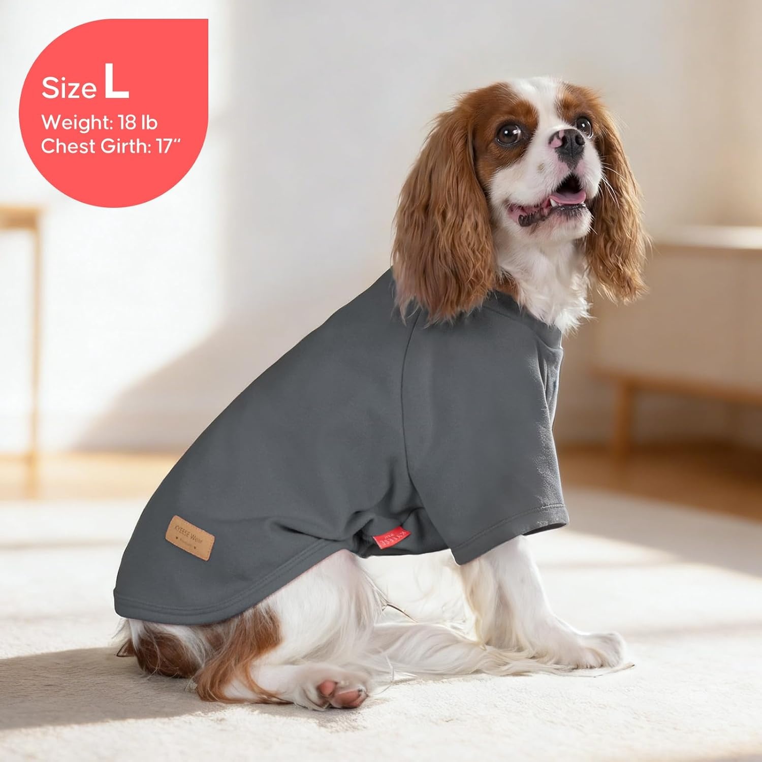 image:imageKYEESE 2Pack Dog Sweater Soft Puppy Sweatshirt Stretchy Pullover Dog Sweater for Small Dogs Girl Boy Lightweight Fleece Cat Shirt Pet Clothes with Sleeves M05 2Pack Grey