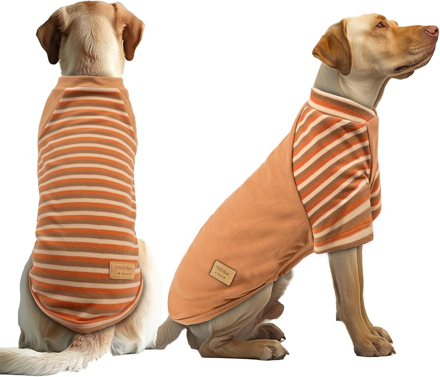 image:imageKYEESE 2Pack Dog Sweater Soft Puppy Sweatshirt Stretchy Pullover Dog Sweater for Small Dogs Girl Boy Lightweight Fleece Cat Shirt Pet Clothes with Sleeves M11 Khaki
