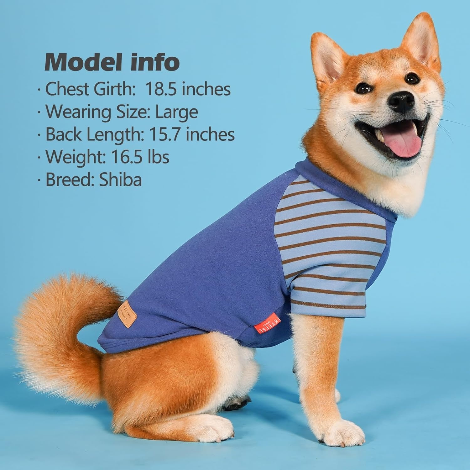 image:imageKYEESE 2Pack Dog Sweater Soft Puppy Sweatshirt Stretchy Pullover Dog Sweater for Small Dogs Girl Boy Lightweight Fleece Cat Shirt Pet Clothes with Sleeves M02 BlueStripe