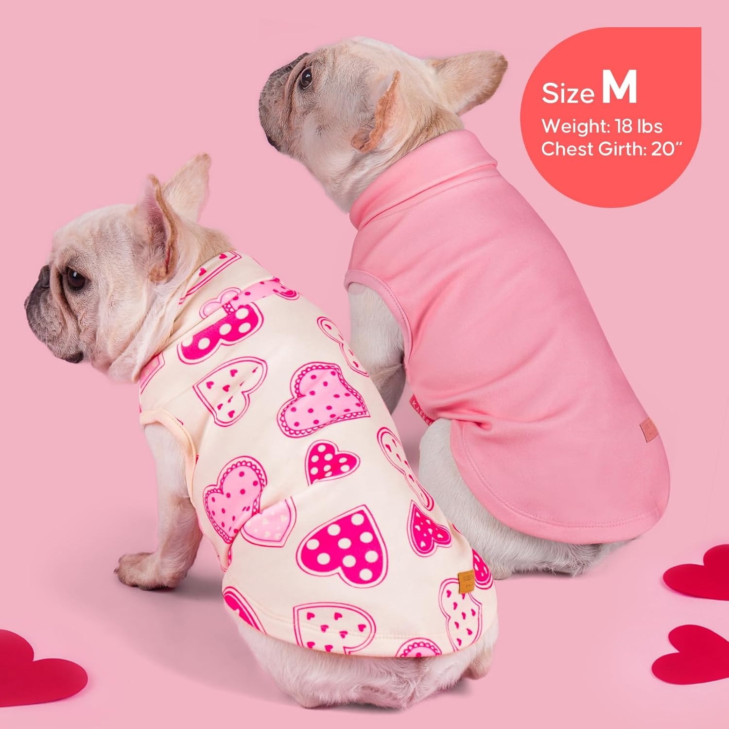 image:imageKYEESE 3Pack Valentines Dog Sweater Warm Turtleneck Small Dog Sweater Soft Dogs Sweaters for Small Dogs Fleece Pet Clothes Stretchy Pet Sweatshirt Comfy Pets Shirt Vest MLarge