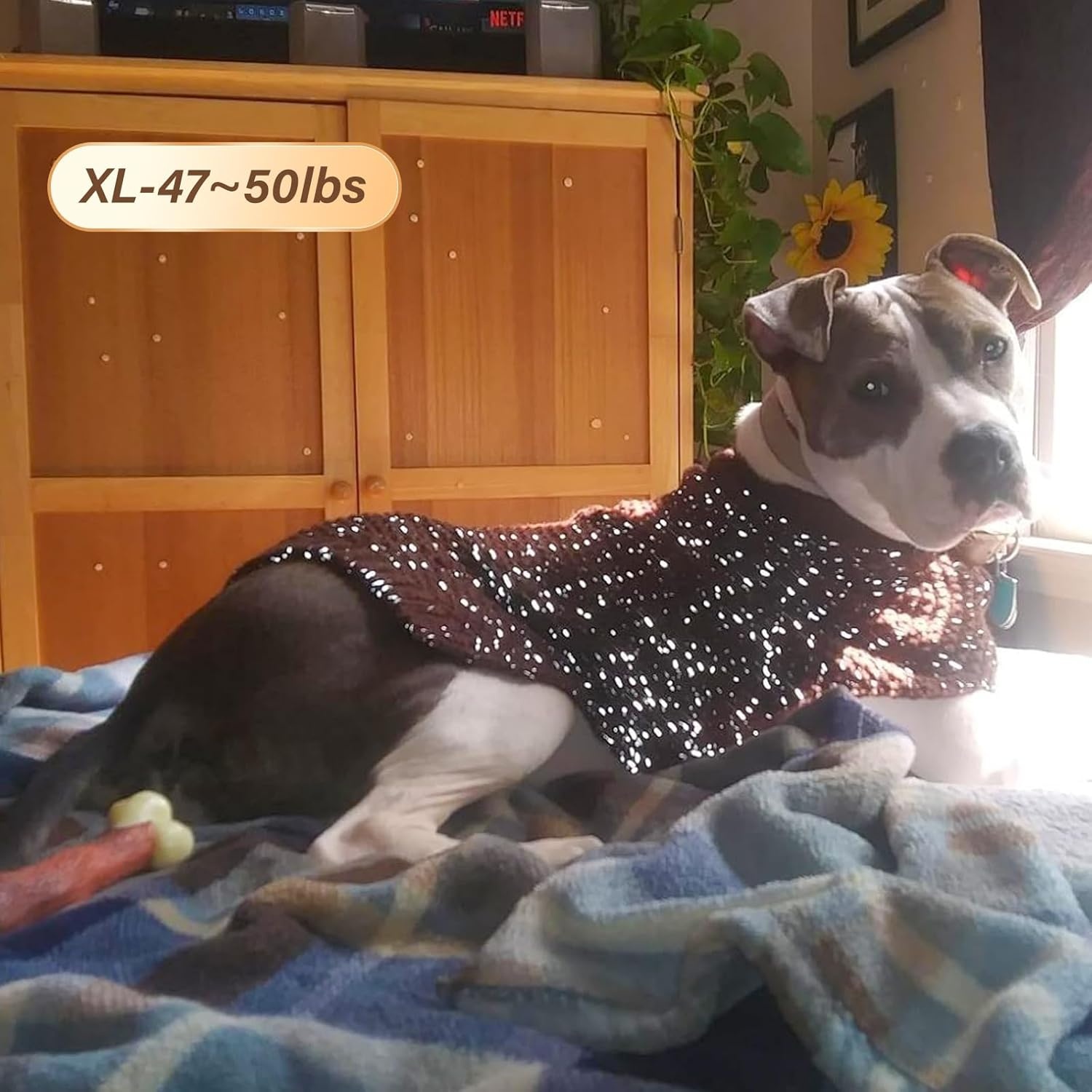 image:imageKYEESE Dog Sweater for Large Dogs with Leash Hole Warm Pullover with Reflective Yarn Male Thick Stretchy Knitwear Winter Soft Pet Coat boy for Cold Weather Comfy Dog SweatersOrange XXLarge2 Khaki