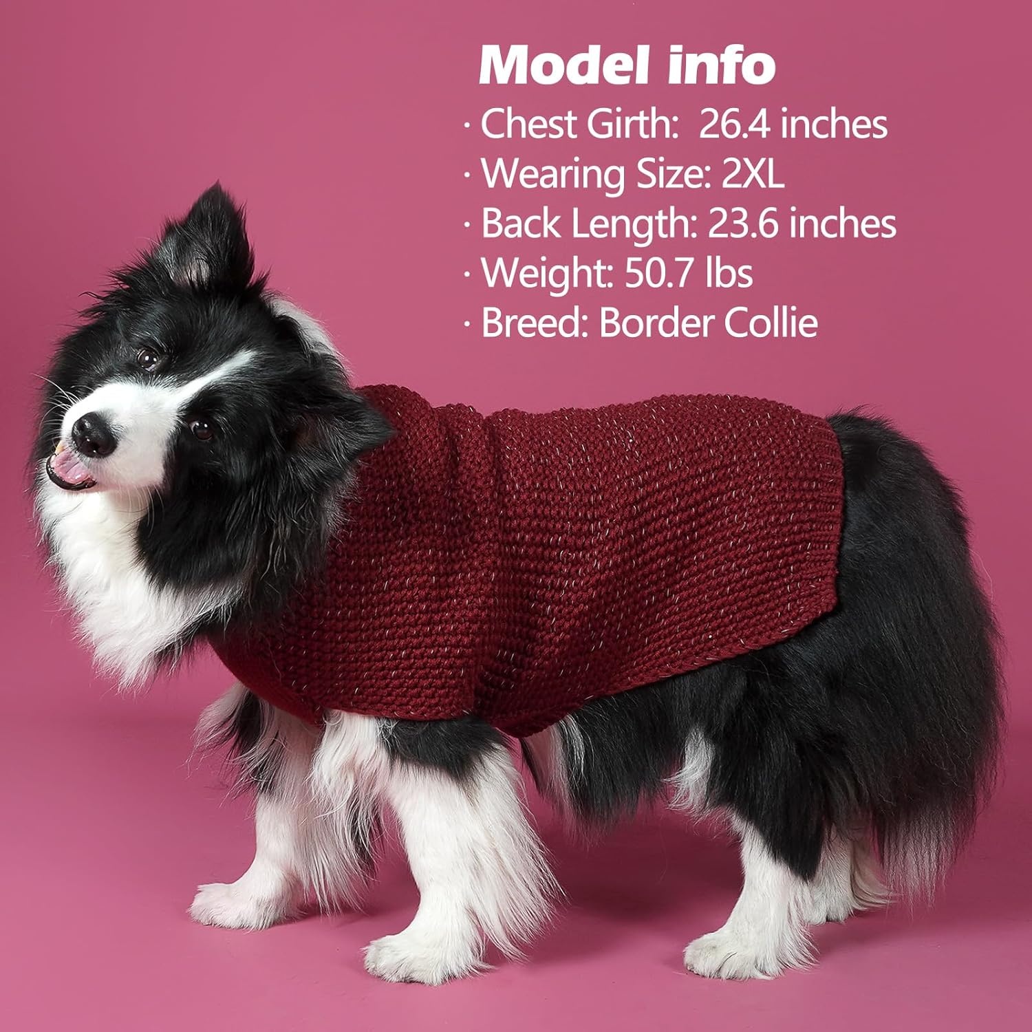 image:imageKYEESE Dog Sweater for Large Dogs with Leash Hole Warm Pullover with Reflective Yarn Male Thick Stretchy Knitwear Winter Soft Pet Coat boy for Cold Weather Comfy Dog SweatersOrange XXLarge5 Dark Red