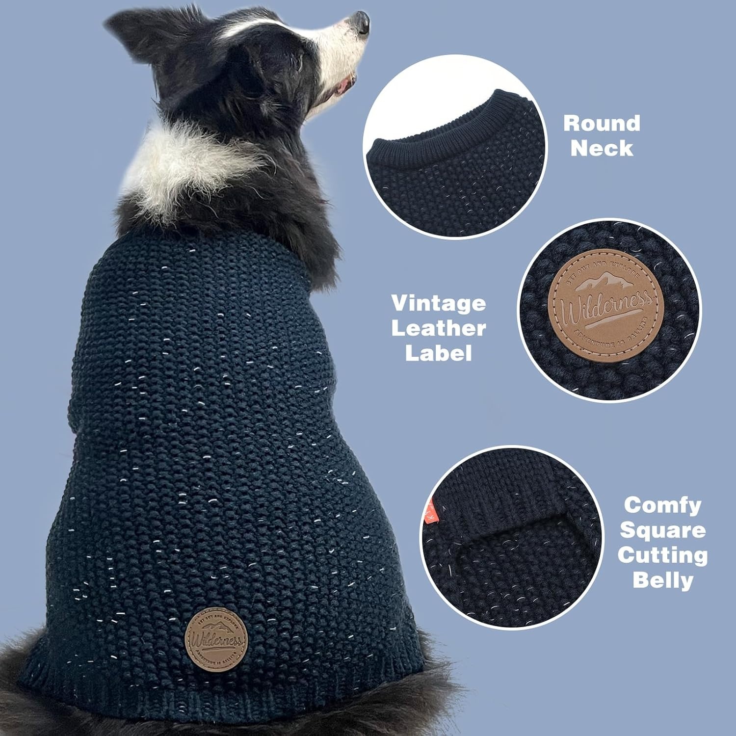 image:imageKYEESE Dog Sweater for Large Dogs with Leash Hole Warm Pullover with Reflective Yarn Male Thick Stretchy Knitwear Winter Soft Pet Coat boy for Cold Weather Comfy Dog SweatersOrange XXLarge1 Navyblue