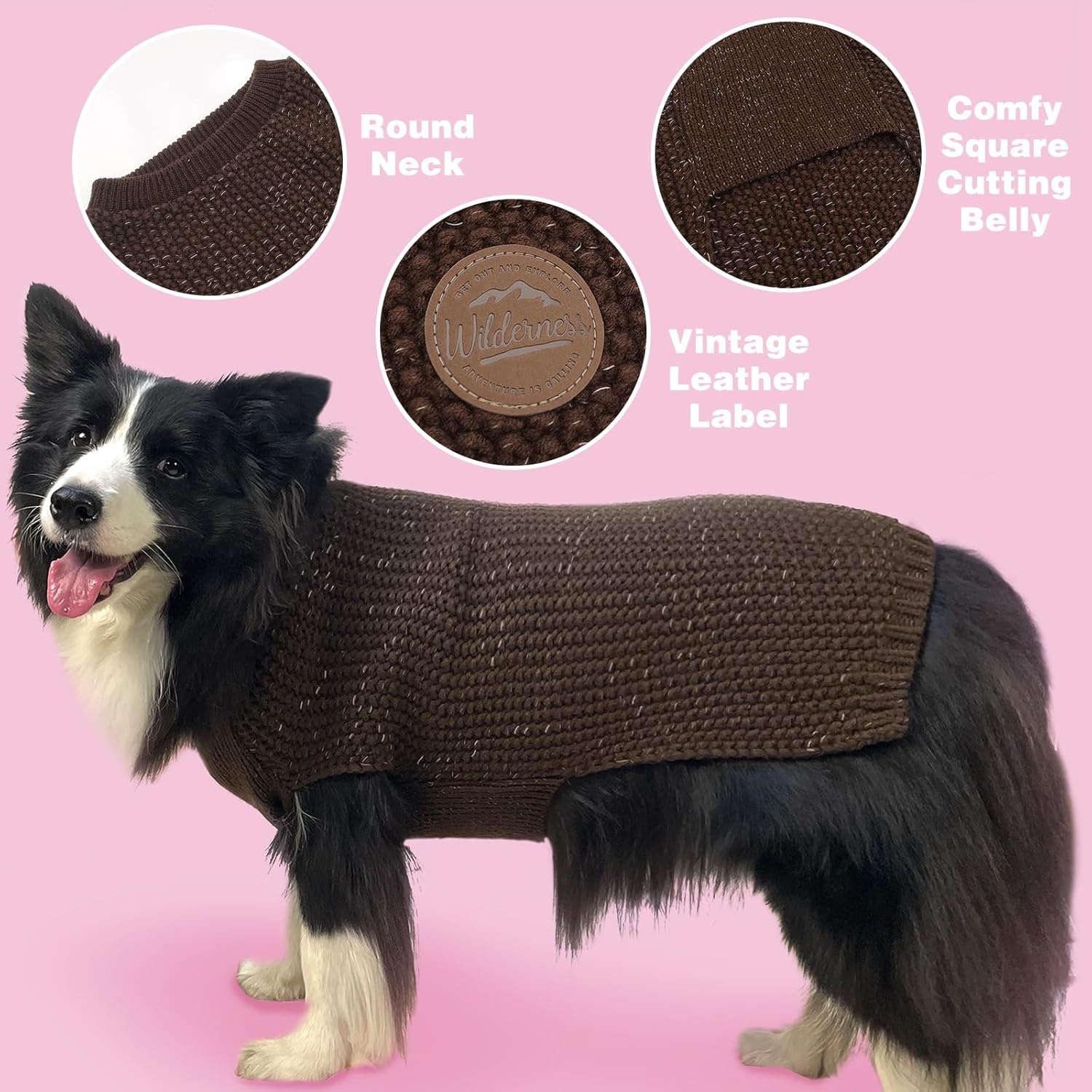 image:imageKYEESE Dog Sweater for Large Dogs with Leash Hole Warm Pullover with Reflective Yarn Male Thick Stretchy Knitwear Winter Soft Pet Coat boy for Cold Weather Comfy Dog SweatersOrange XXLarge2 Khaki