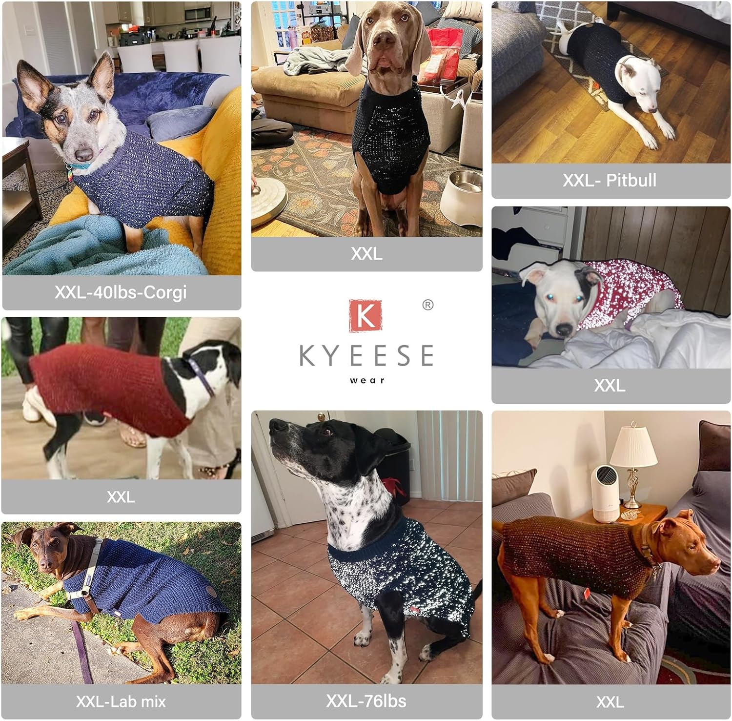 image:imageKYEESE Dog Sweater for Large Dogs with Leash Hole Warm Pullover with Reflective Yarn Male Thick Stretchy Knitwear Winter Soft Pet Coat boy for Cold Weather Comfy Dog SweatersOrange XXLarge6 Orange