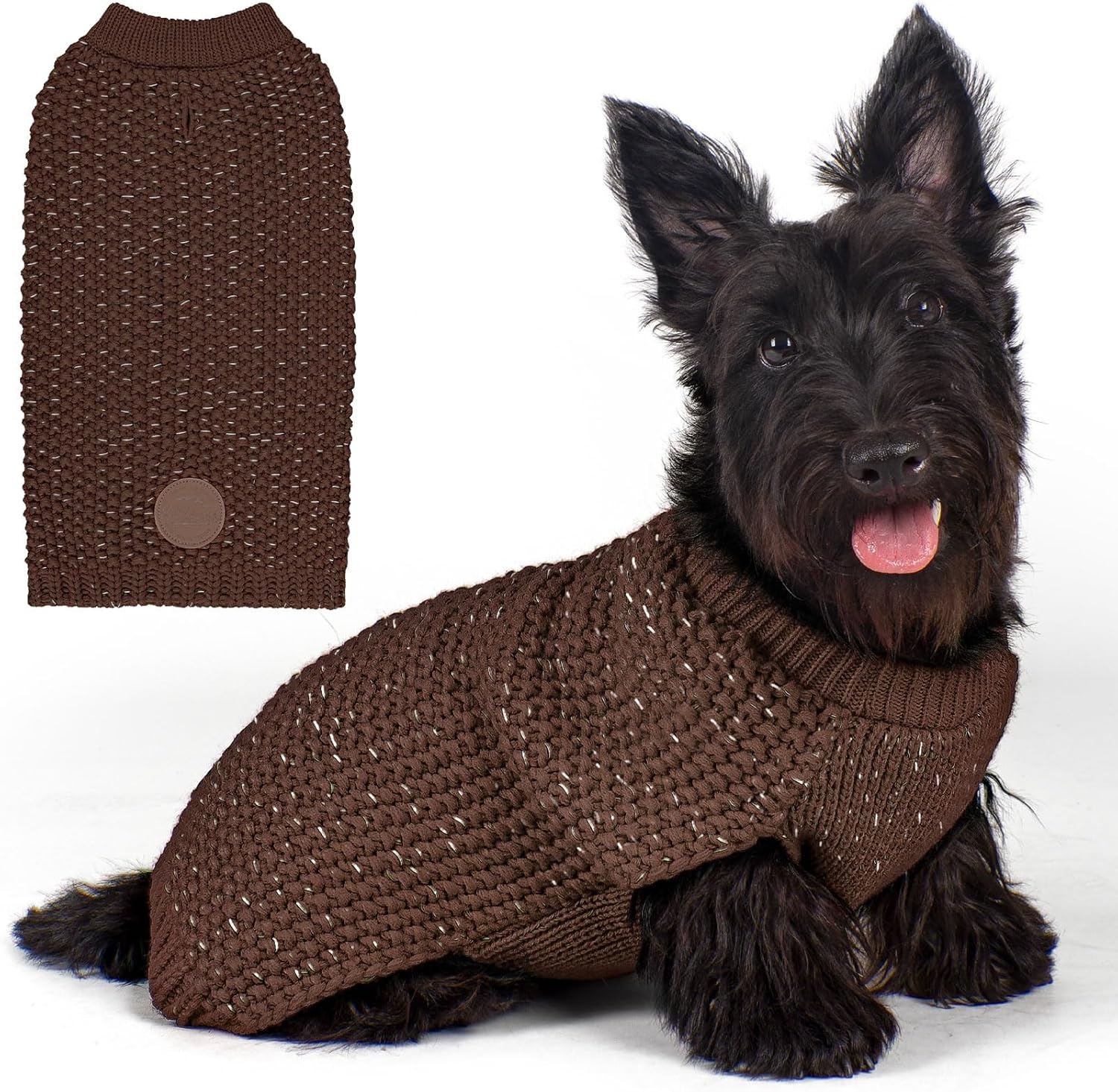 image:imageKYEESE Dog Sweater for Large Dogs with Leash Hole Warm Pullover with Reflective Yarn Male Thick Stretchy Knitwear Winter Soft Pet Coat boy for Cold Weather Comfy Dog SweatersOrange XXLarge2 Khaki