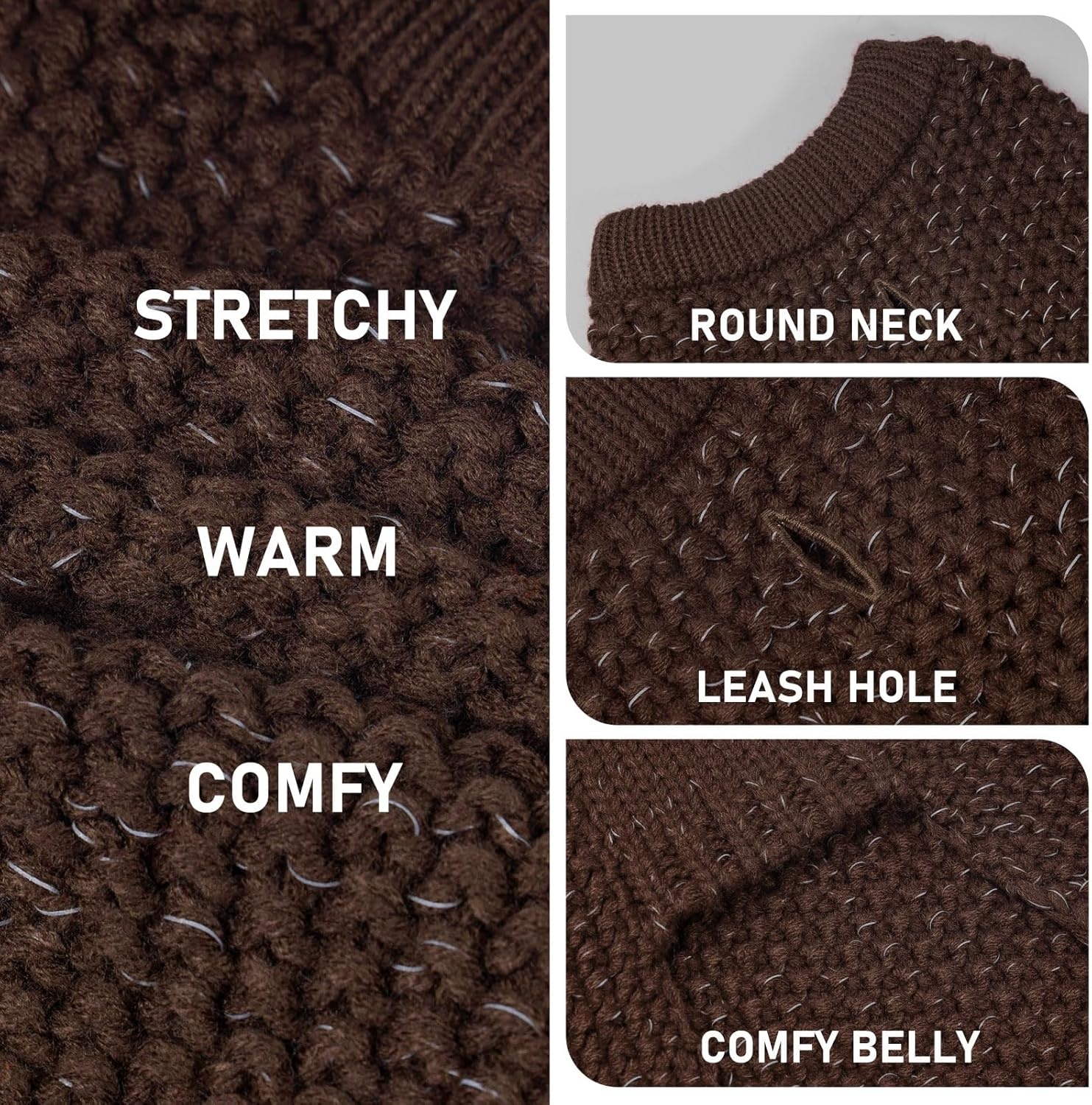 image:imageKYEESE Dog Sweater for Large Dogs with Leash Hole Warm Pullover with Reflective Yarn Male Thick Stretchy Knitwear Winter Soft Pet Coat boy for Cold Weather Comfy Dog SweatersOrange XXLarge2 Khaki
