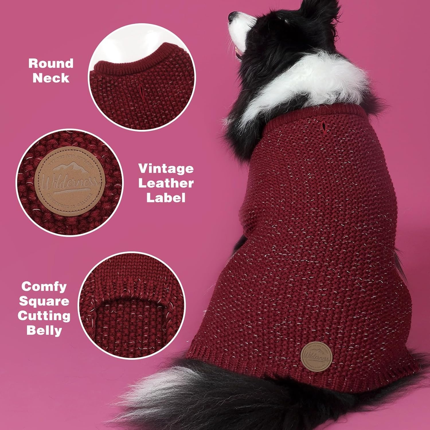 image:imageKYEESE Dog Sweater for Large Dogs with Leash Hole Warm Pullover with Reflective Yarn Male Thick Stretchy Knitwear Winter Soft Pet Coat boy for Cold Weather Comfy Dog SweatersOrange XXLarge5 Dark Red
