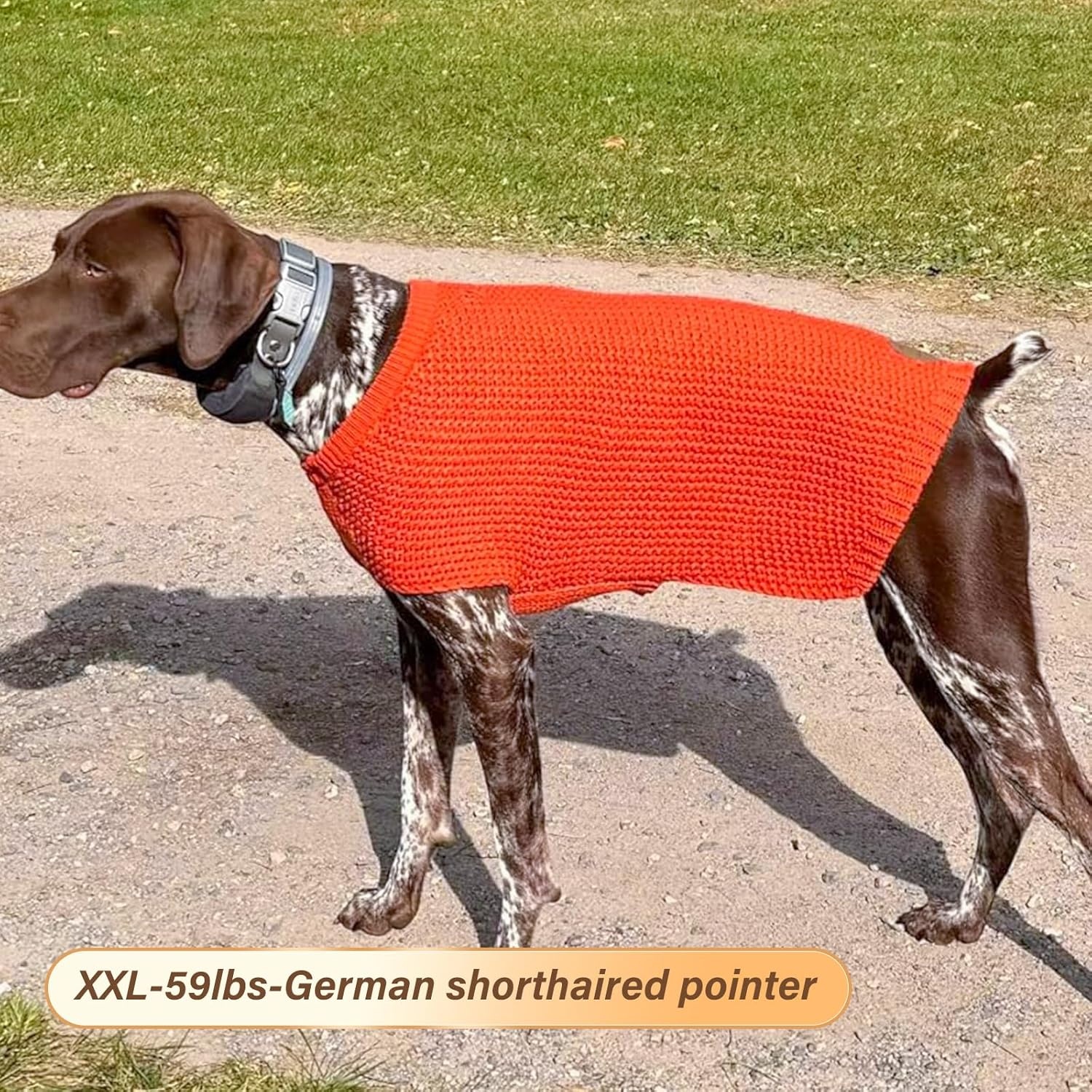 image:imageKYEESE Dog Sweater for Large Dogs with Leash Hole Warm Pullover with Reflective Yarn Male Thick Stretchy Knitwear Winter Soft Pet Coat boy for Cold Weather Comfy Dog SweatersOrange XXLarge6 Orange