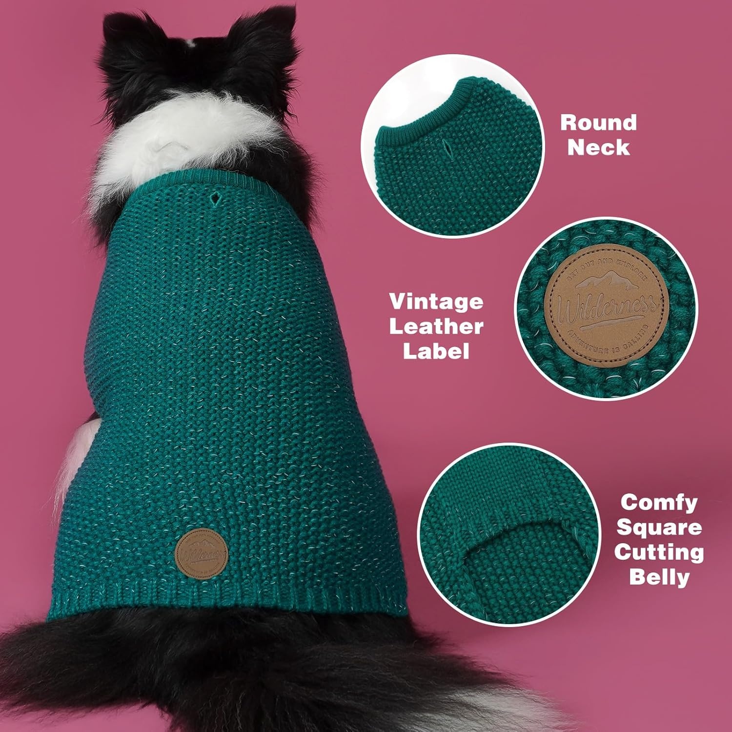 image:imageKYEESE Dog Sweater for Large Dogs with Leash Hole Warm Pullover with Reflective Yarn Male Thick Stretchy Knitwear Winter Soft Pet Coat boy for Cold Weather Comfy Dog SweatersOrange XXLarge3 Green