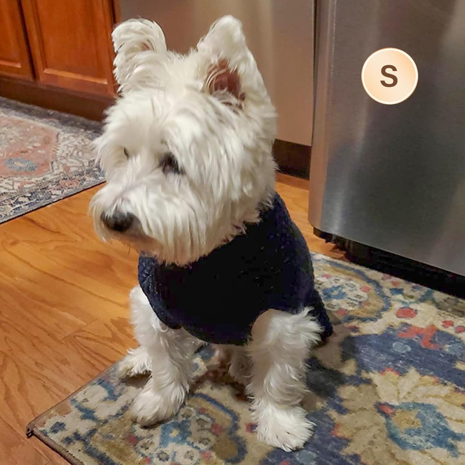image:imageKYEESE Dog Sweater for Large Dogs with Leash Hole Warm Pullover with Reflective Yarn Male Thick Stretchy Knitwear Winter Soft Pet Coat boy for Cold Weather Comfy Dog SweatersOrange XXLarge1 Navyblue