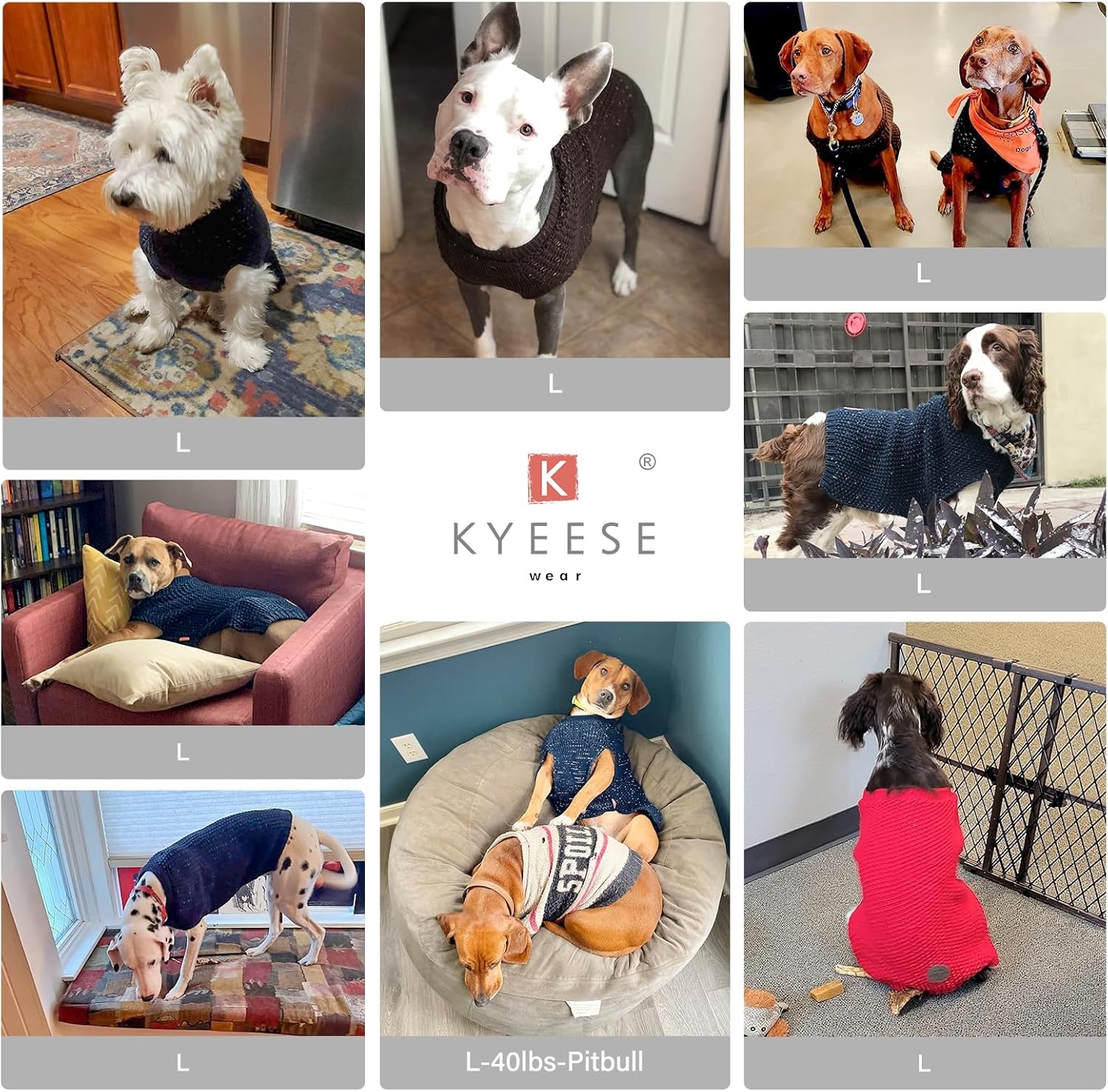 image:imageKYEESE Dog Sweater for Large Dogs with Leash Hole Warm Pullover with Reflective Yarn Male Thick Stretchy Knitwear Winter Soft Pet Coat boy for Cold Weather Comfy Dog SweatersOrange XXLarge8 Brown