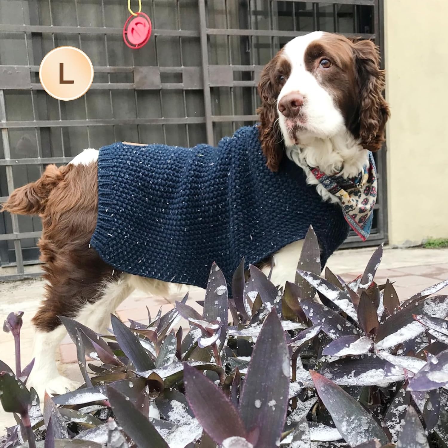image:imageKYEESE Dog Sweater for Large Dogs with Leash Hole Warm Pullover with Reflective Yarn Male Thick Stretchy Knitwear Winter Soft Pet Coat boy for Cold Weather Comfy Dog SweatersOrange XXLarge1 Navyblue