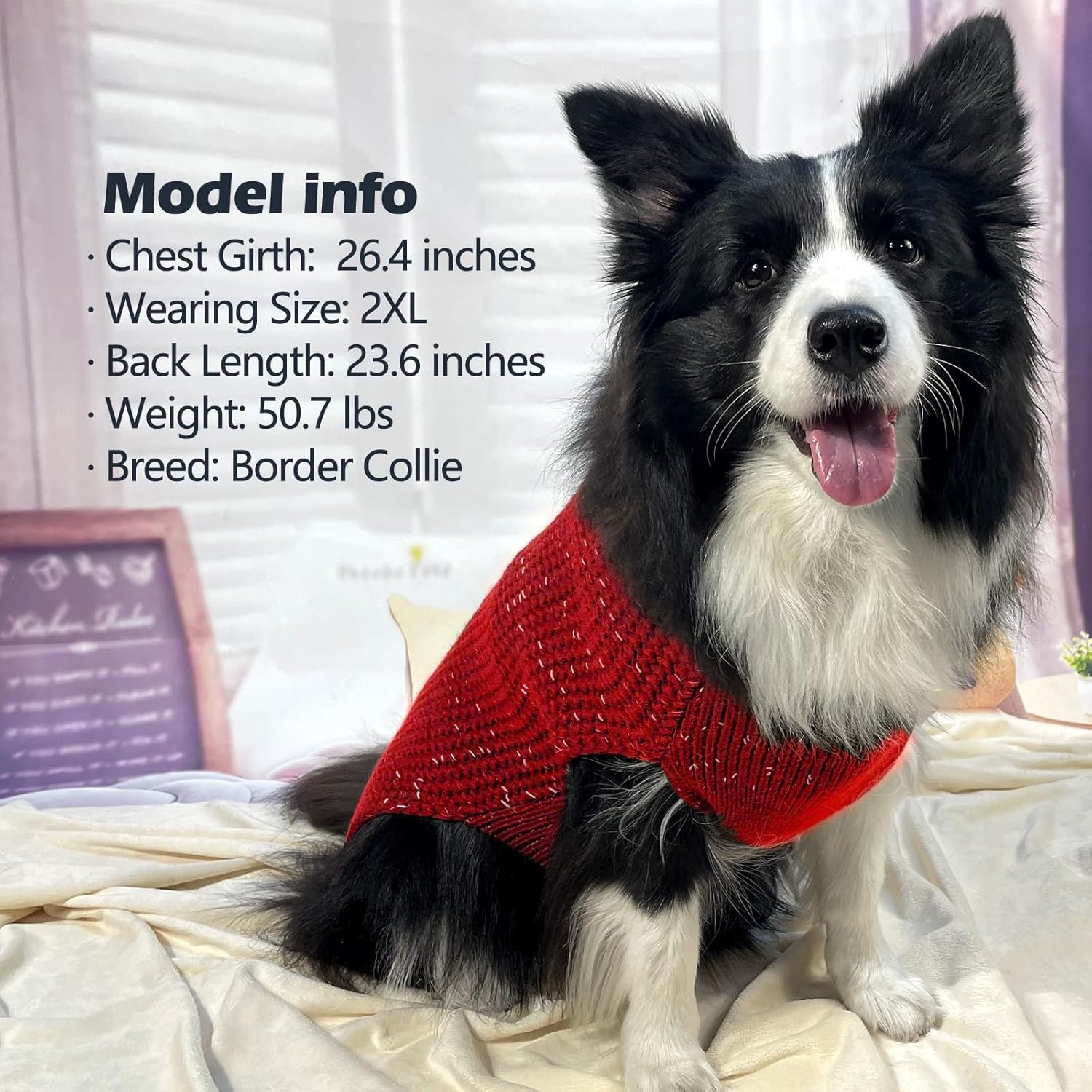 image:imageKYEESE Dog Sweater for Large Dogs with Leash Hole Warm Pullover with Reflective Yarn Male Thick Stretchy Knitwear Winter Soft Pet Coat boy for Cold Weather Comfy Dog SweatersOrange XXLarge4 Red