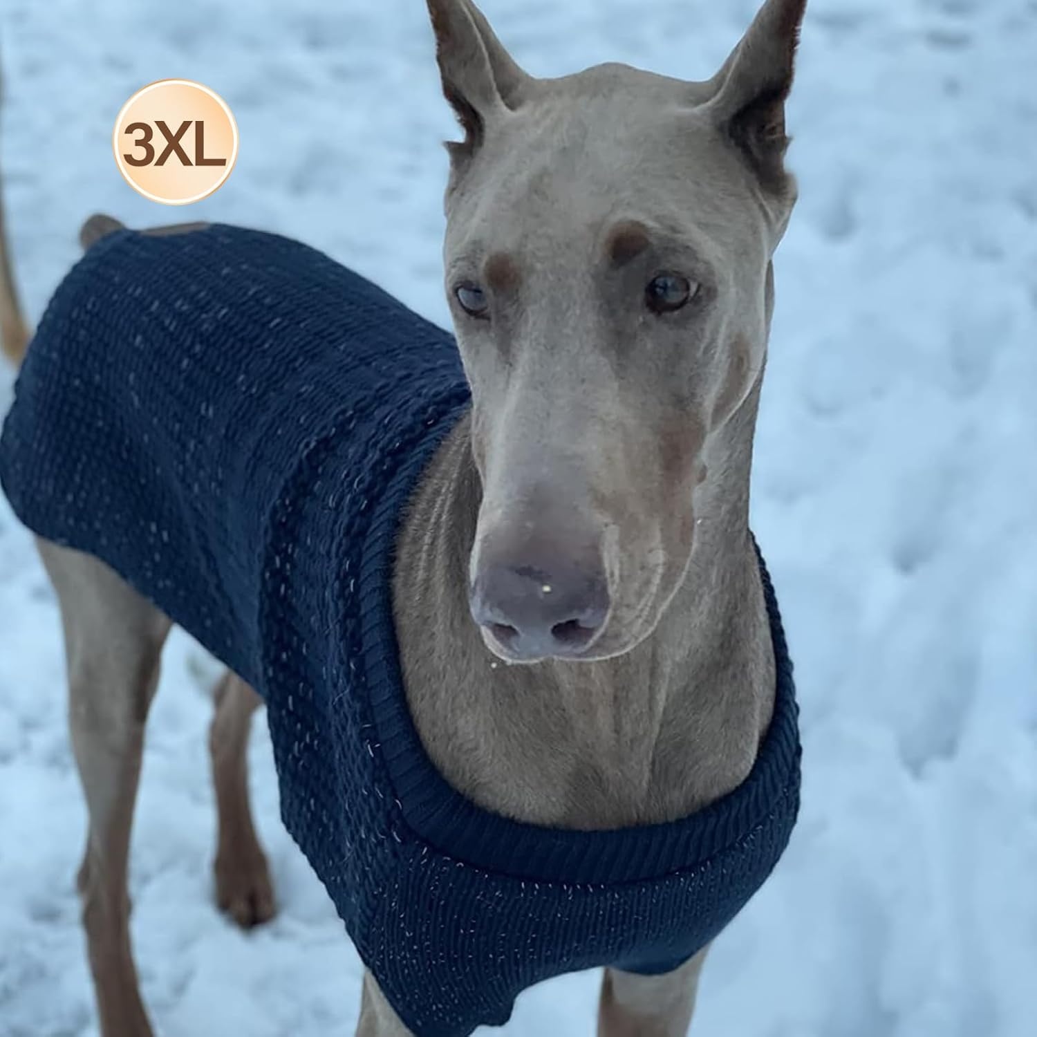 image:imageKYEESE Dog Sweater for Large Dogs with Leash Hole Warm Pullover with Reflective Yarn Male Thick Stretchy Knitwear Winter Soft Pet Coat boy for Cold Weather Comfy Dog SweatersOrange XXLarge1 Navyblue