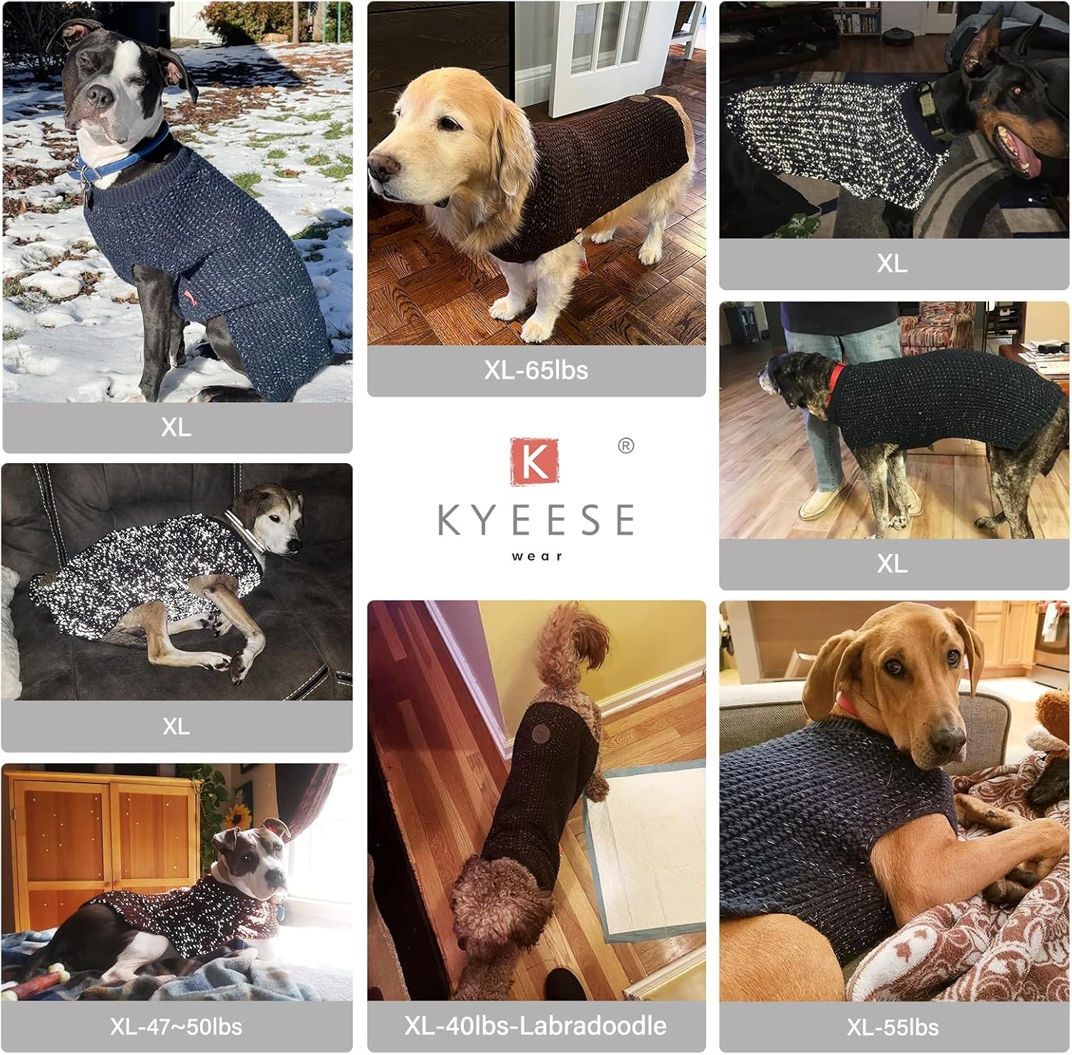 image:imageKYEESE Dog Sweater for Large Dogs with Leash Hole Warm Pullover with Reflective Yarn Male Thick Stretchy Knitwear Winter Soft Pet Coat boy for Cold Weather Comfy Dog SweatersOrange XXLarge1 Navyblue