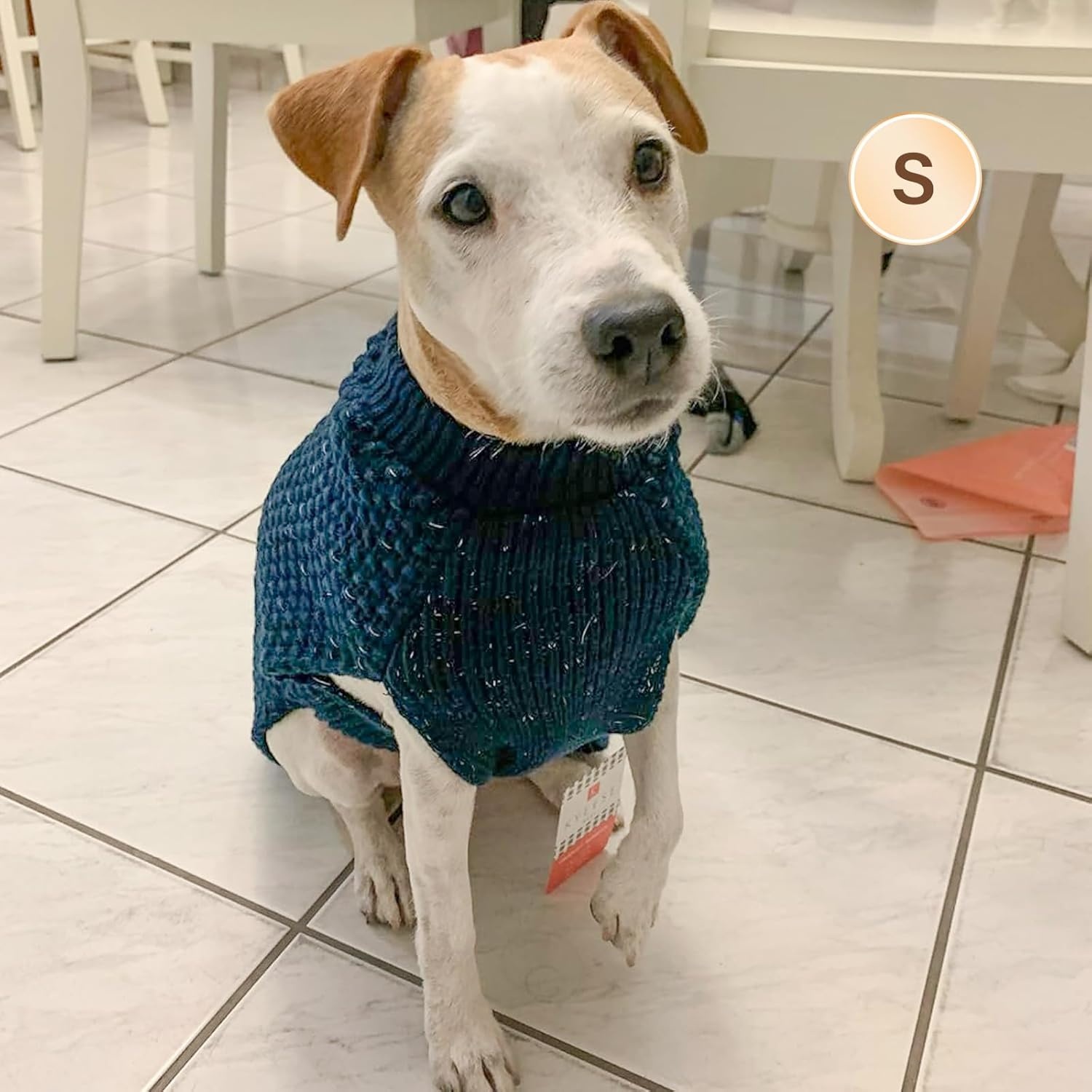 image:imageKYEESE Dog Sweater for Large Dogs with Leash Hole Warm Pullover with Reflective Yarn Male Thick Stretchy Knitwear Winter Soft Pet Coat boy for Cold Weather Comfy Dog SweatersOrange XXLarge1 Navyblue