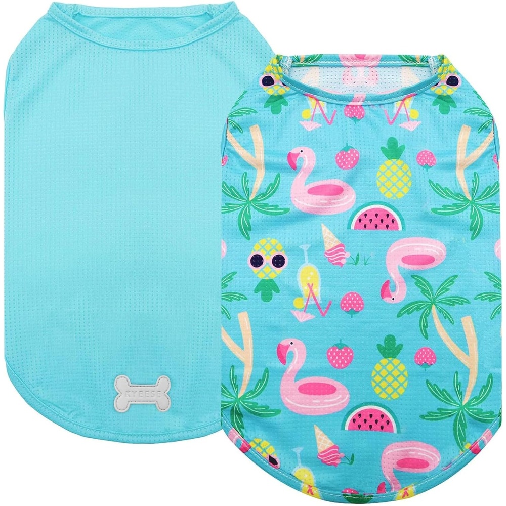 image:imageKYEESE 2Pack Dog Shirt Lightweight Sun Protection Dog T Shirts for Small Dogs Girl Breathable Mesh Tank Top Sleeveless Pet Reflective Vest Soft Summer Dogs Clothes LemonPink M1 2Pack Flamingoblue