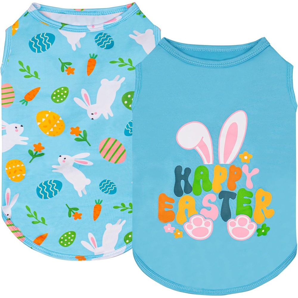 image:imageKYEESE 2Pack Dog Shirt Lightweight Sun Protection Dog T Shirts for Small Dogs Girl Breathable Mesh Tank Top Sleeveless Pet Reflective Vest Soft Summer Dogs Clothes LemonPink M8 Easter