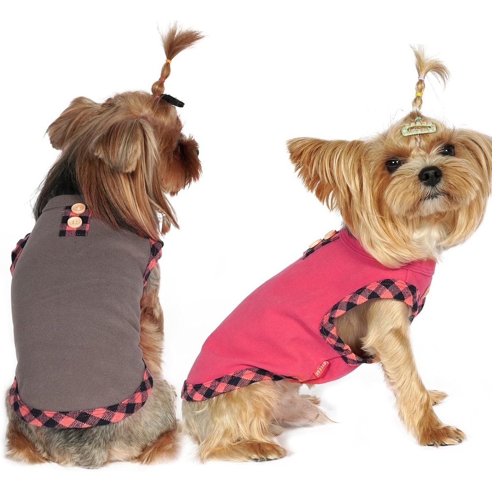 image:imageKYEESE 2Pack Dog Shirt Soft Striped Dogs T Shirts Lightweight Doggie Tank Top Cat Clothes Sleeveless Dog Shirt for Small Dogs Stretchy Pet Vest Pink Medium11 2Pack GreyPink