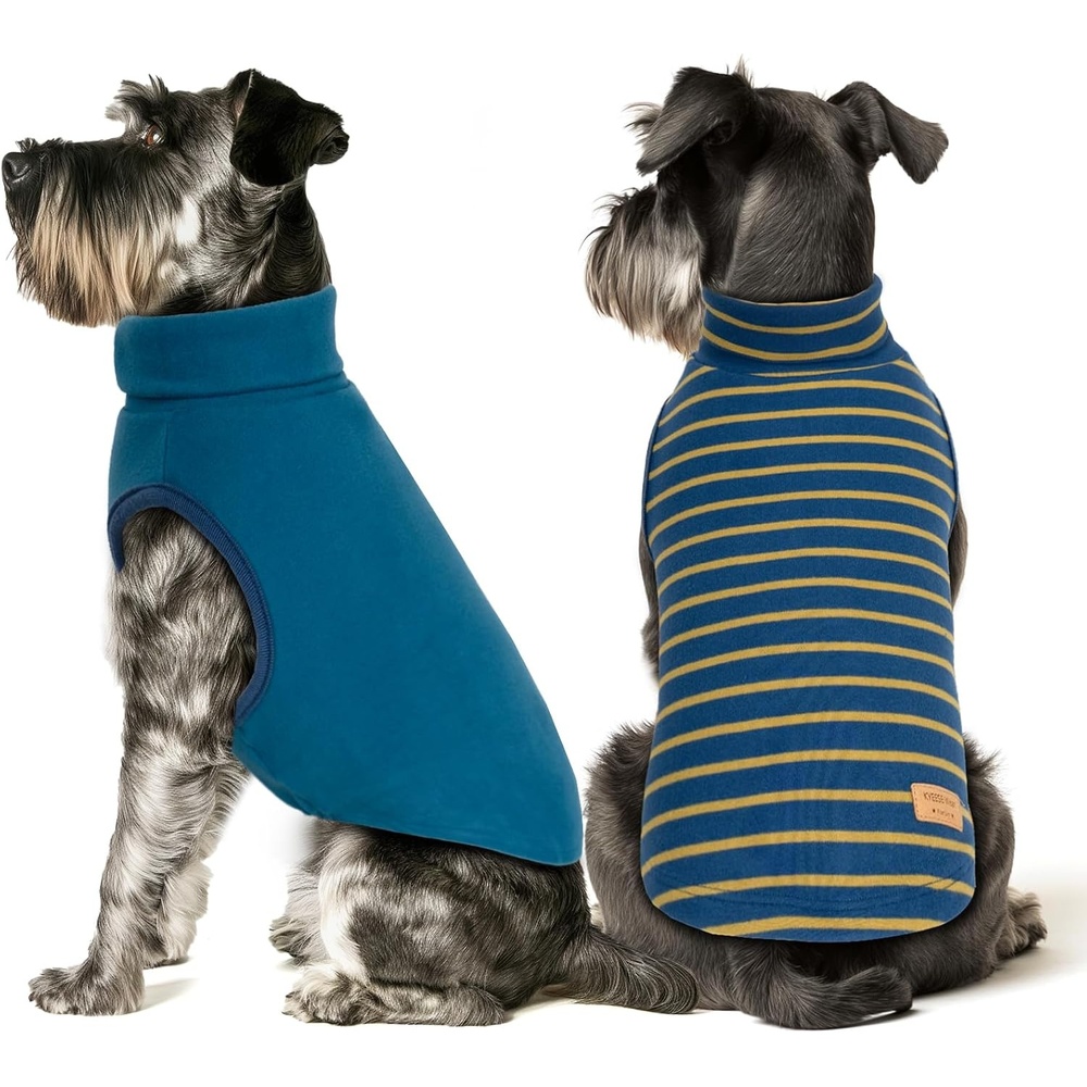 image:imageKYEESE 2Pack Dog Sweater Pullover Pet Sweatshirt Stretchy Dogs Clothes Soft Pets Clothes Warm Doggie Coats Turtleneck Small Pets Sweaters Dog Sweaters for Small Dogs Male2 StripeNavyblue