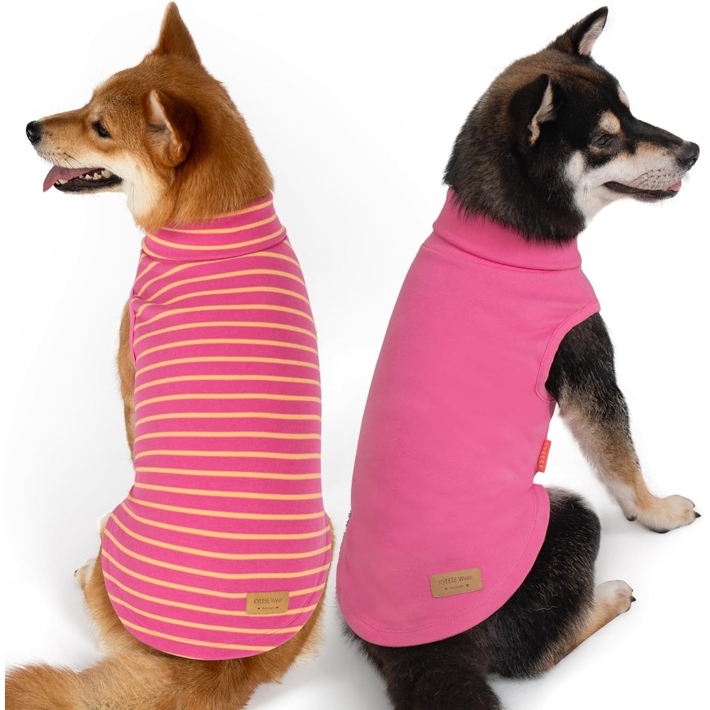 image:imageKYEESE 2Pack Dog Sweater Pullover Pet Sweatshirt Stretchy Dogs Clothes Soft Pets Clothes Warm Doggie Coats Turtleneck Small Pets Sweaters Dog Sweaters for Small Dogs Male8 PinkPink Stripe