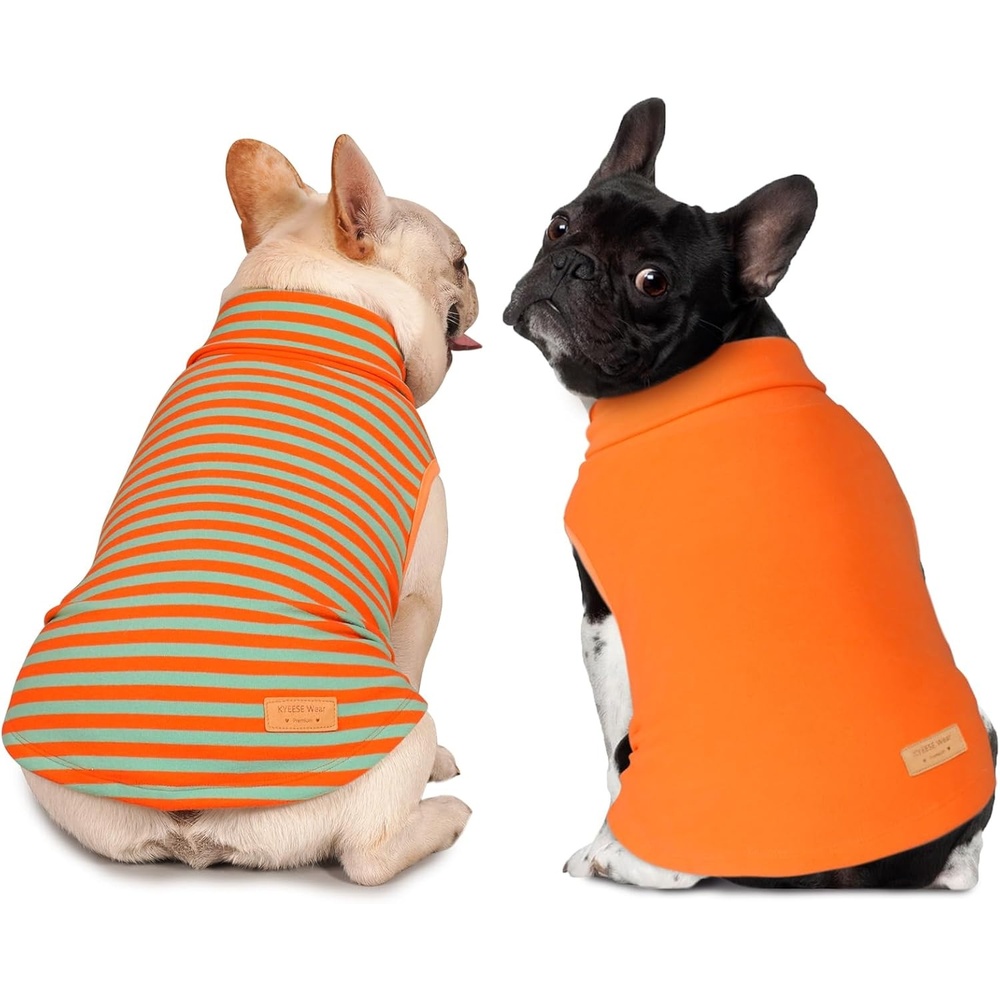 image:imageKYEESE 2Pack Dog Sweater Pullover Pet Sweatshirt Stretchy Dogs Clothes Soft Pets Clothes Warm Doggie Coats Turtleneck Small Pets Sweaters Dog Sweaters for Small Dogs Male5 StripeOrange