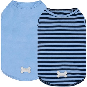 image:imageKYEESE 2Pack Dog Shirt Soft Striped Dogs T Shirts Lightweight Doggie Tank Top Cat Clothes Sleeveless Dog Shirt for Small Dogs Stretchy Pet Vest Pink Medium02 2Pack Dark BlueStriped