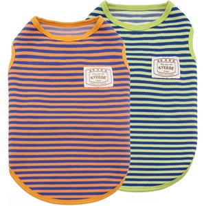 image:imageKYEESE 2Pack Dog Shirt Soft Striped Dogs T Shirts Lightweight Doggie Tank Top Cat Clothes Sleeveless Dog Shirt for Small Dogs Stretchy Pet Vest Pink Medium10 OrangeGreen