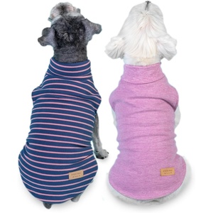 image:imageKYEESE 2Pack Dog Sweater Pullover Pet Sweatshirt Stretchy Dogs Clothes Soft Pets Clothes Warm Doggie Coats Turtleneck Small Pets Sweaters Dog Sweaters for Small Dogs Male1 StripePurple