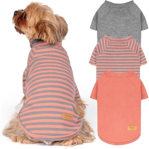image:imageKYEESE 2Pack Dog Sweater Soft Puppy Sweatshirt Stretchy Pullover Dog Sweater for Small Dogs Girl Boy Lightweight Fleece Cat Shirt Pet Clothes with Sleeves M01 3PackOrangeGreyStripe