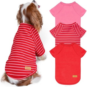 image:imageKYEESE 2Pack Dog Sweater Soft Puppy Sweatshirt Stretchy Pullover Dog Sweater for Small Dogs Girl Boy Lightweight Fleece Cat Shirt Pet Clothes with Sleeves M07 3PackRedPinkRed Stripe