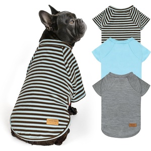 image:imageKYEESE 2Pack Dog Sweater Soft Puppy Sweatshirt Stretchy Pullover Dog Sweater for Small Dogs Girl Boy Lightweight Fleece Cat Shirt Pet Clothes with Sleeves M08 3PackBlueGreyBlue Stripe