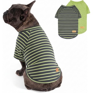 image:imageKYEESE 2Pack Dog Sweater Soft Puppy Sweatshirt Stretchy Pullover Dog Sweater for Small Dogs Girl Boy Lightweight Fleece Cat Shirt Pet Clothes with Sleeves M04 2PackGreenStripe