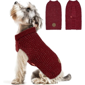 image:imageKYEESE Dog Sweater for Large Dogs with Leash Hole Warm Pullover with Reflective Yarn Male Thick Stretchy Knitwear Winter Soft Pet Coat boy for Cold Weather Comfy Dog SweatersOrange XXLarge5 Dark Red