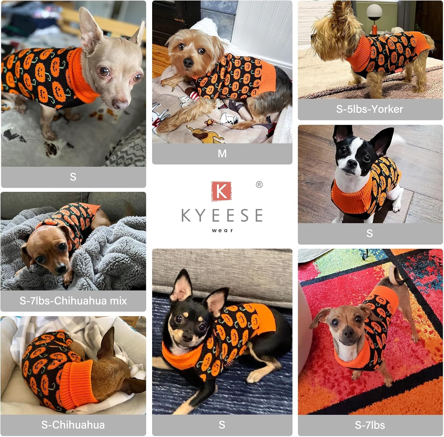 image:imageKYEESE Dog Christmas Sweater with Reindeer Pattern Cozy Holiday Outfit Turtleneck Dog Sweater for Small Dogs with Leash Hole Red Buffalo Plaid Knitwear Soft Warm Festival Dogs Clothes Large6Halloween
