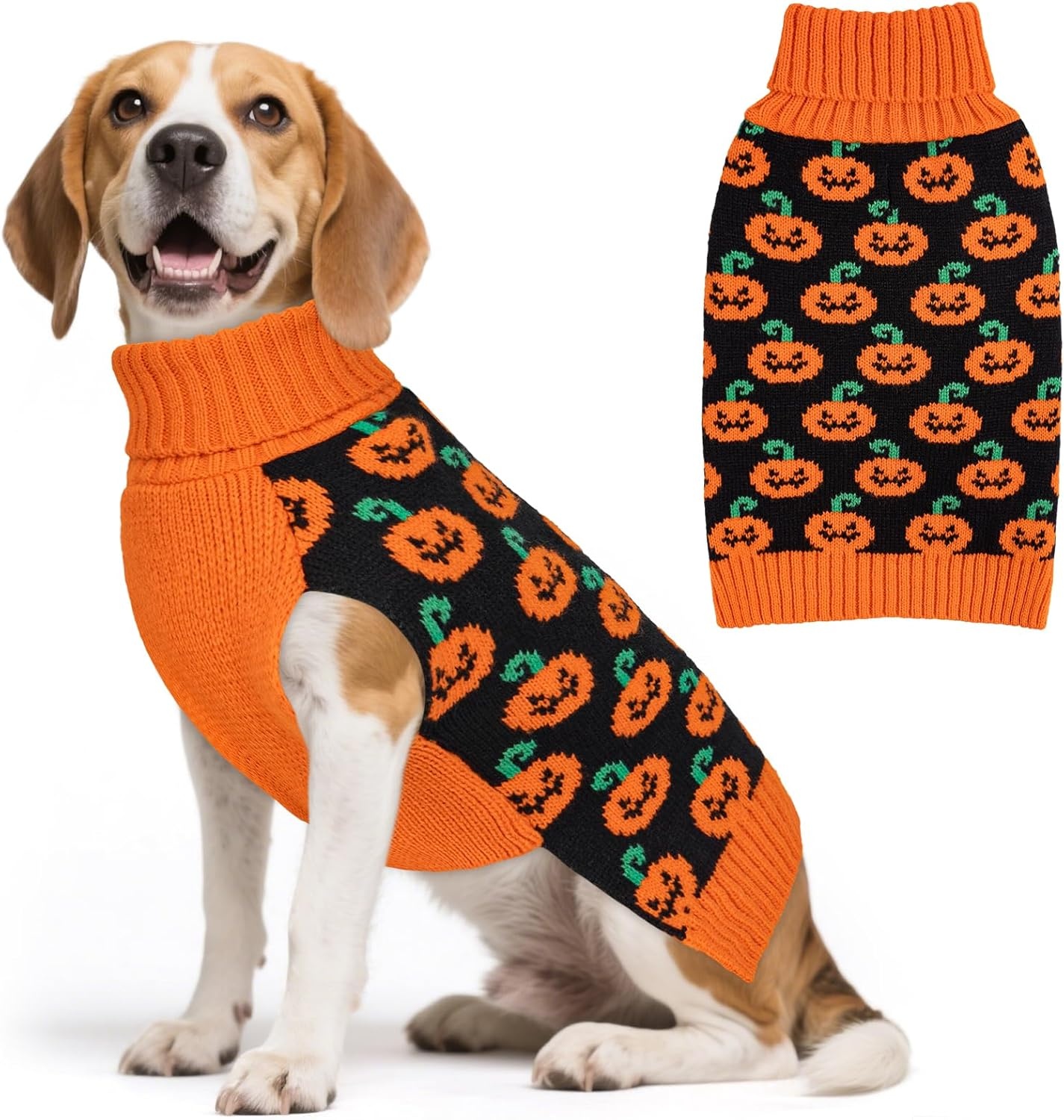 image:imageKYEESE Dog Christmas Sweater with Reindeer Pattern Cozy Holiday Outfit Turtleneck Dog Sweater for Small Dogs with Leash Hole Red Buffalo Plaid Knitwear Soft Warm Festival Dogs Clothes Large6Halloween